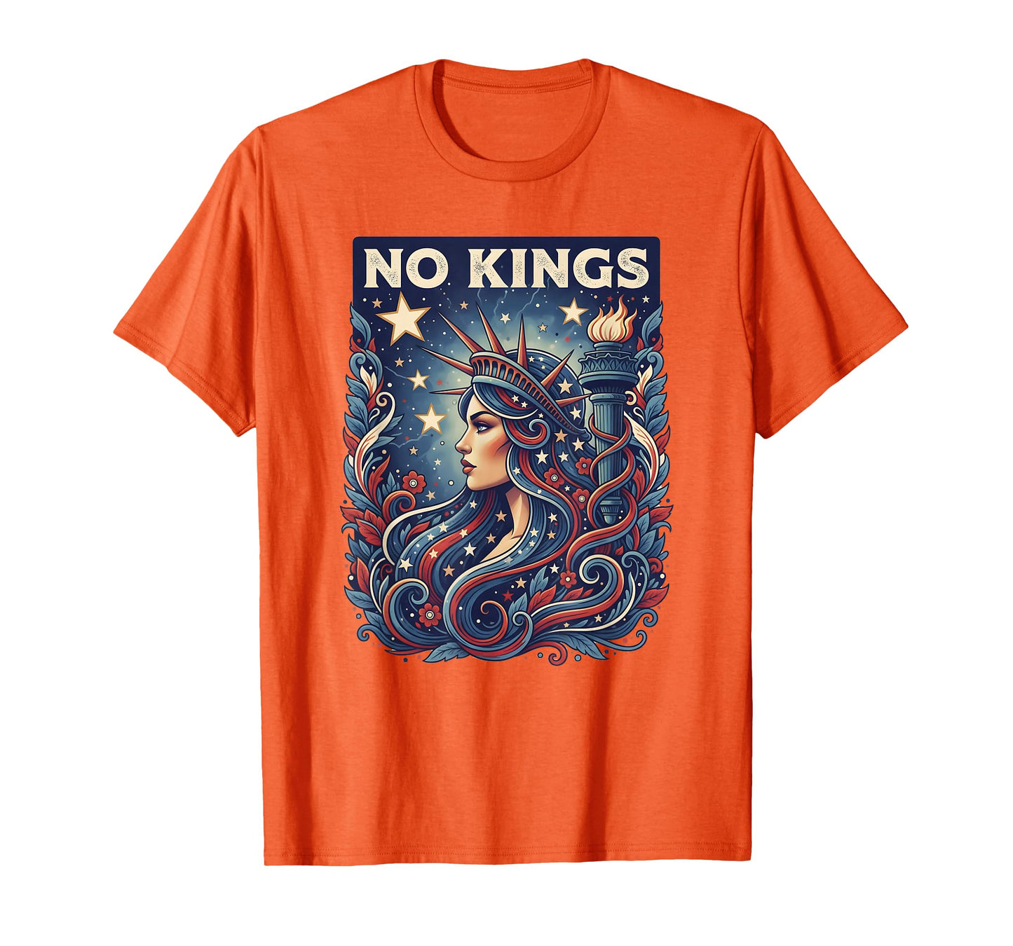 No Kings Protest Democracy Woman Liberty Art Patriotic T-Shirt