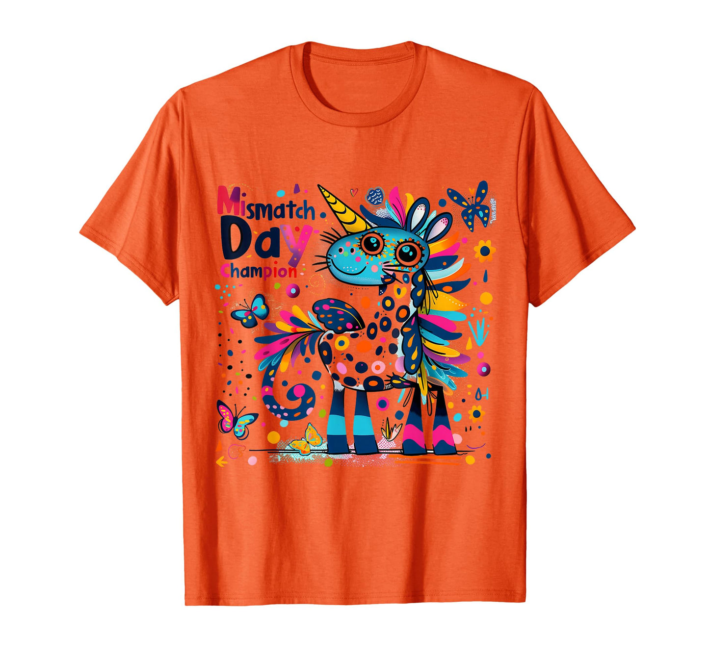 Mismatch Day Champion Funny Colorful Unicorn School Outfit T-Shirt