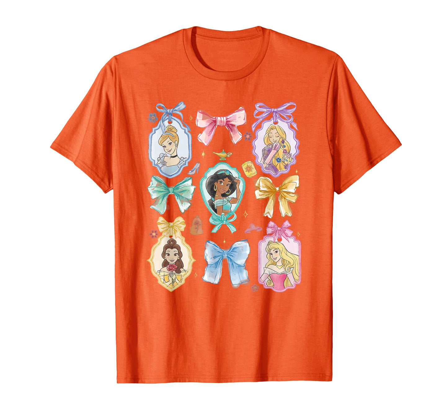 Disney Princess and Bows Watercolor Portraits Collage T-Shirt