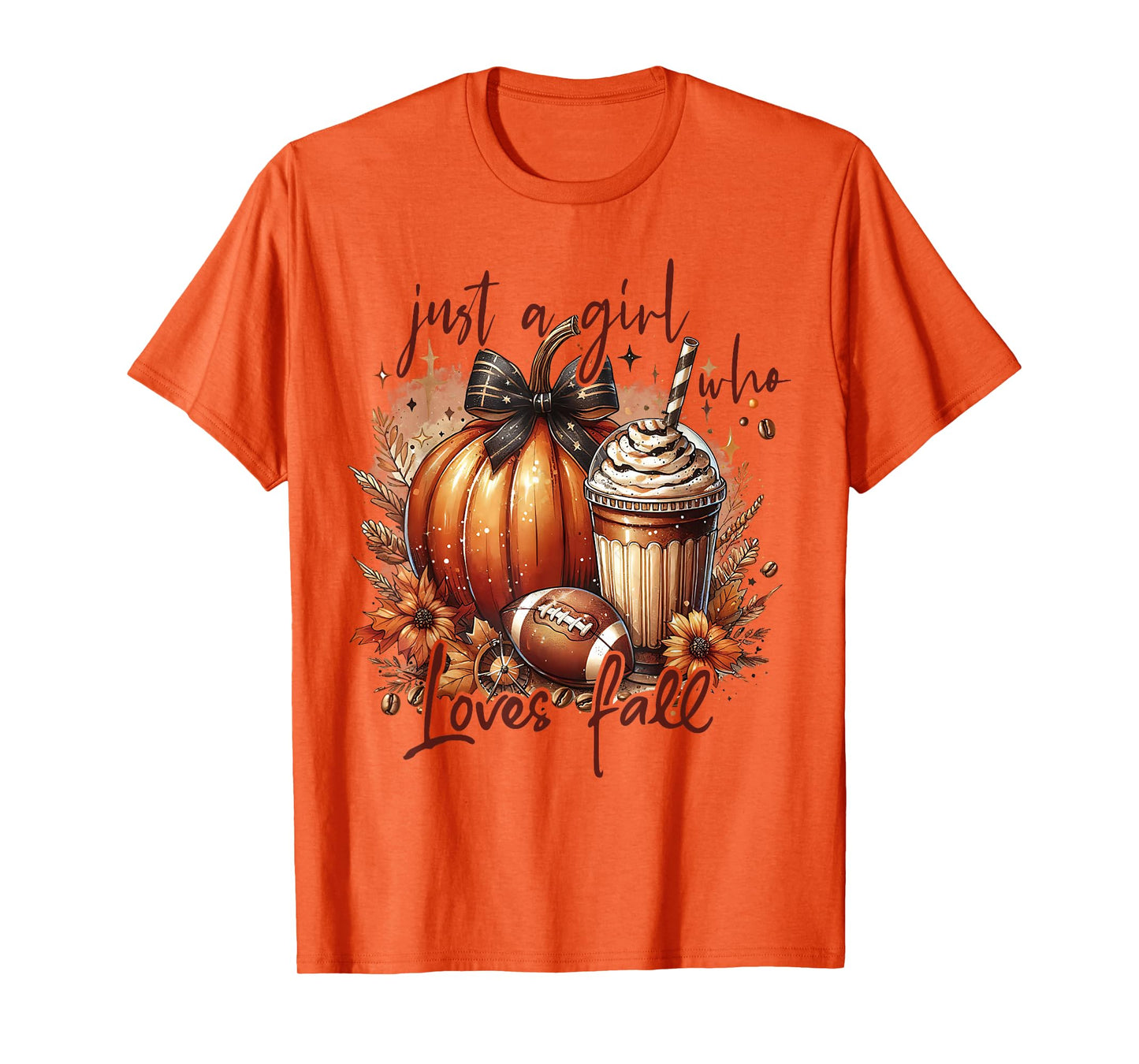 Just A Girl Who Loves Fall Pumpkin Football Cozy Autumn T-Shirt