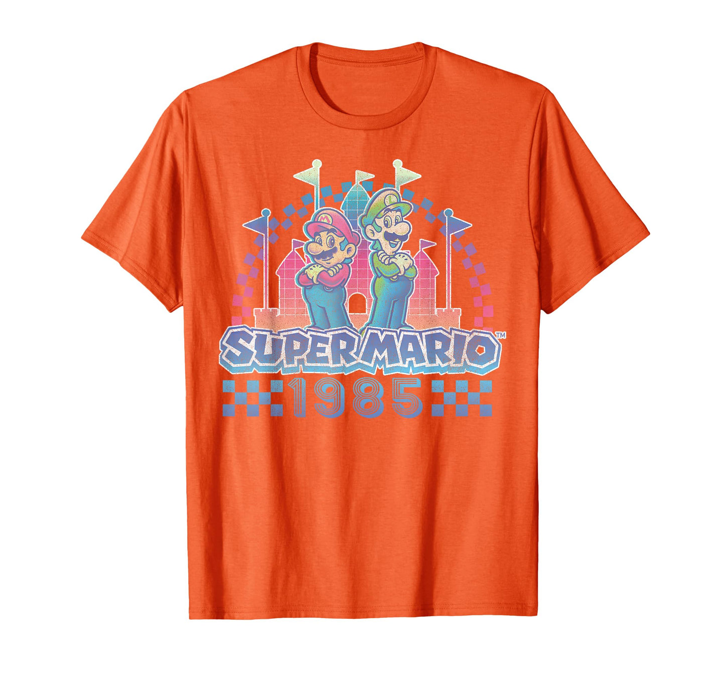 Super Mario Bros Retro Rainbow 1985 Vintage Race Track Duo T-Shirt