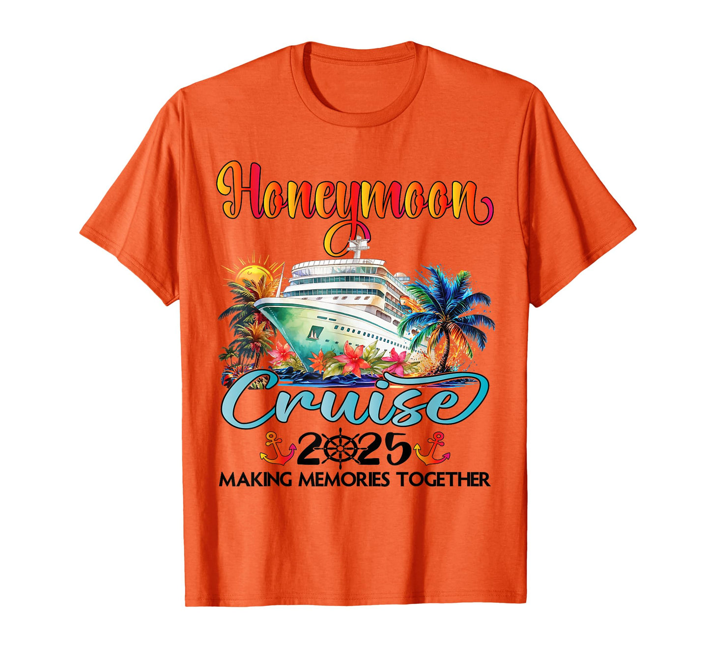 Honeymoon Cruise 2025 Just Married Matching Couple Vacation T-Shirt