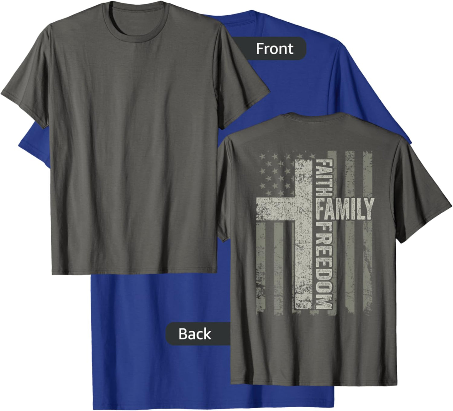 Faith Family Freedom Patriotic Christian USA Cross (ON BACK) Men T-Shirt - T-Shirt | Royal