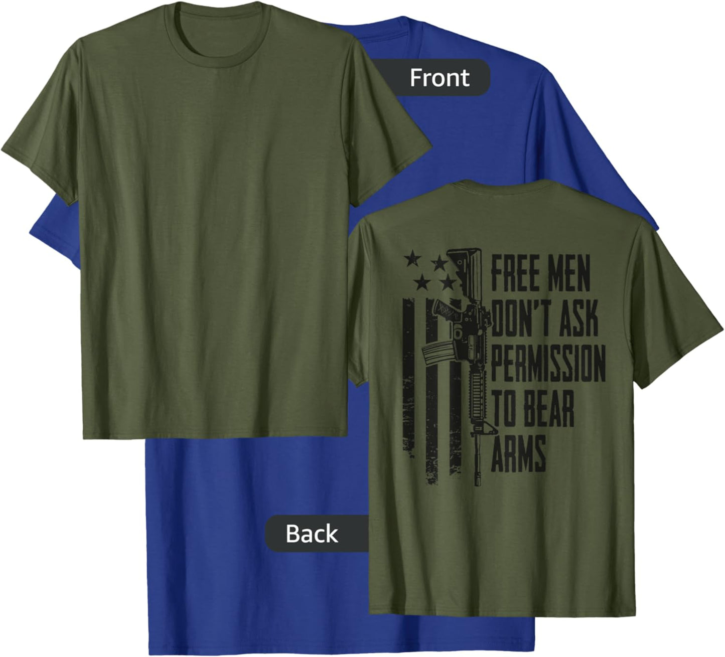 Free Men Don't Ask Permission To Bear Arms - Camo - ON BACK T-Shirt - T-Shirt | Royal