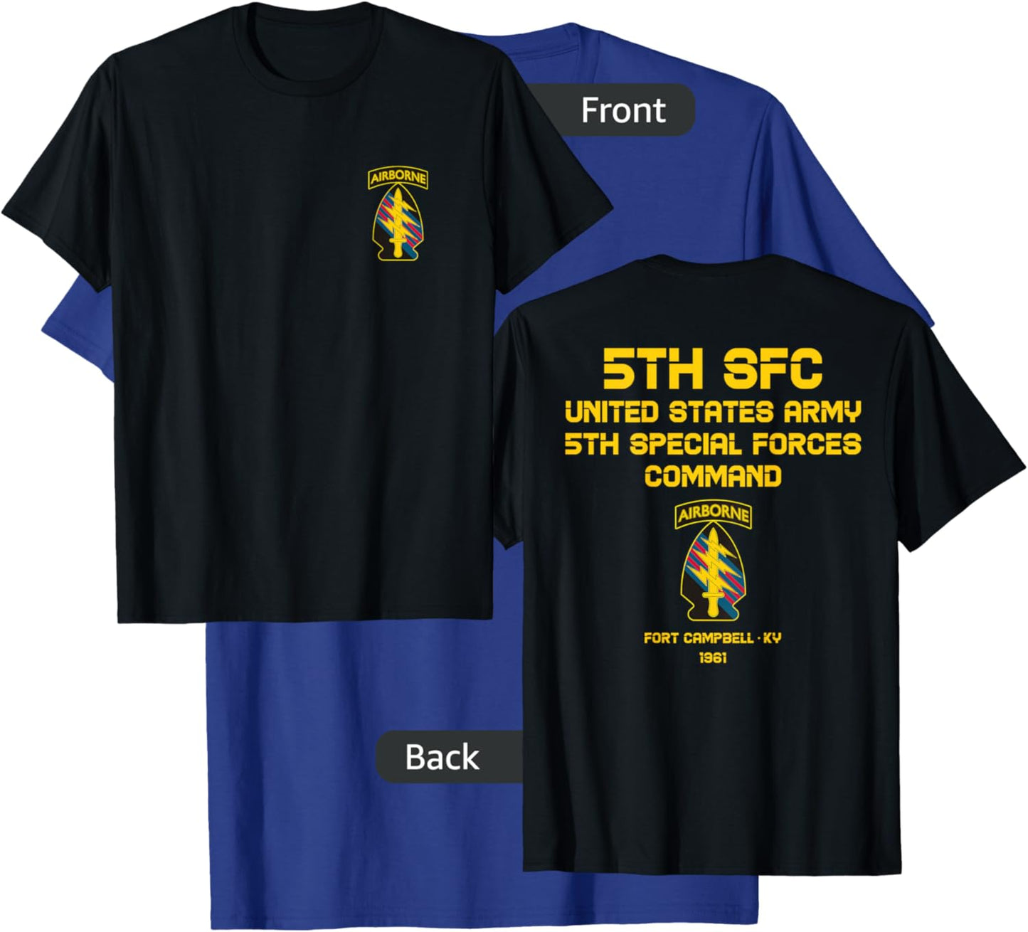 US Army 5th Special Forces Command Airborne USA Paratrooper T-Shirt - T-Shirt | Royal