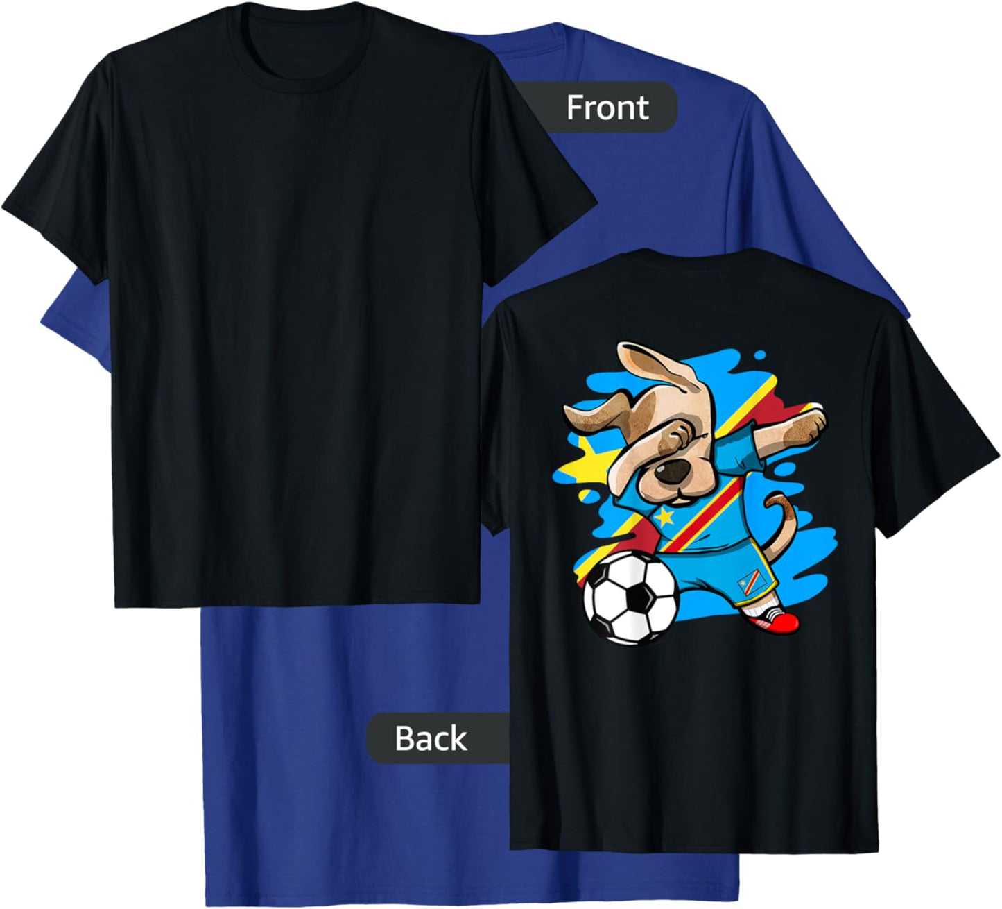 Dabbing Dog DR Congo Soccer Fans Jersey Congolese Football T-Shirt - T-Shirt | Royal