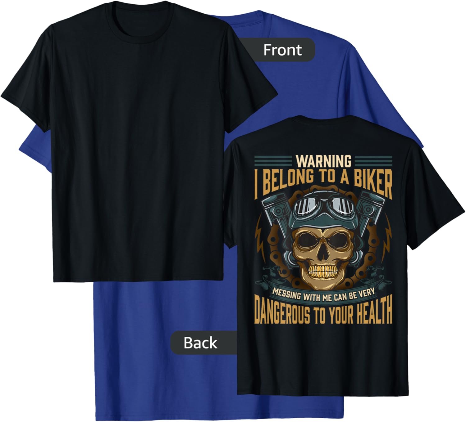 Biker Girlfriend Wife I Belong To A Biker Valentine On Back T-Shirt - T-Shirt | Royal