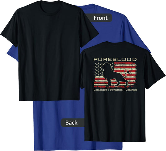 Pureblood Movement #Pureblood Medical Freedom Lion (ON BACK) T-Shirt - T-Shirt | Royal