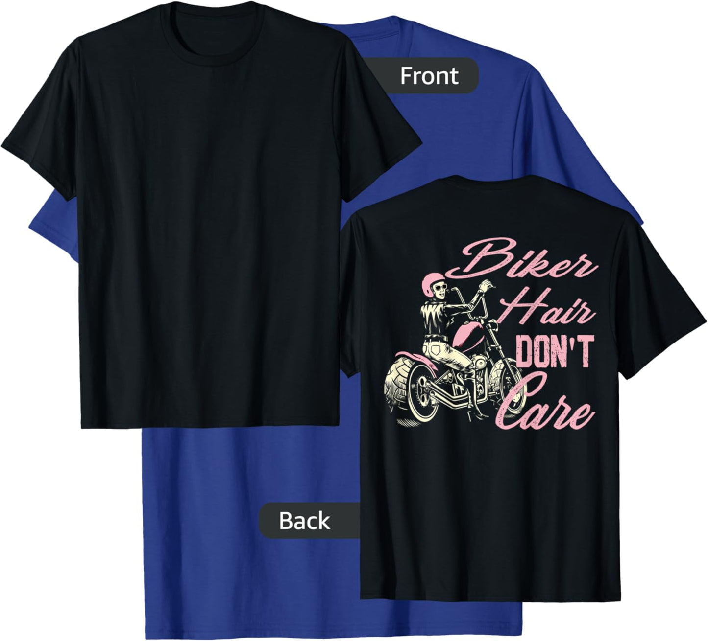 Bike Hair Don't Care Bike Lovers Women Motorcycle On Back T-Shirt - T-Shirt | Royal
