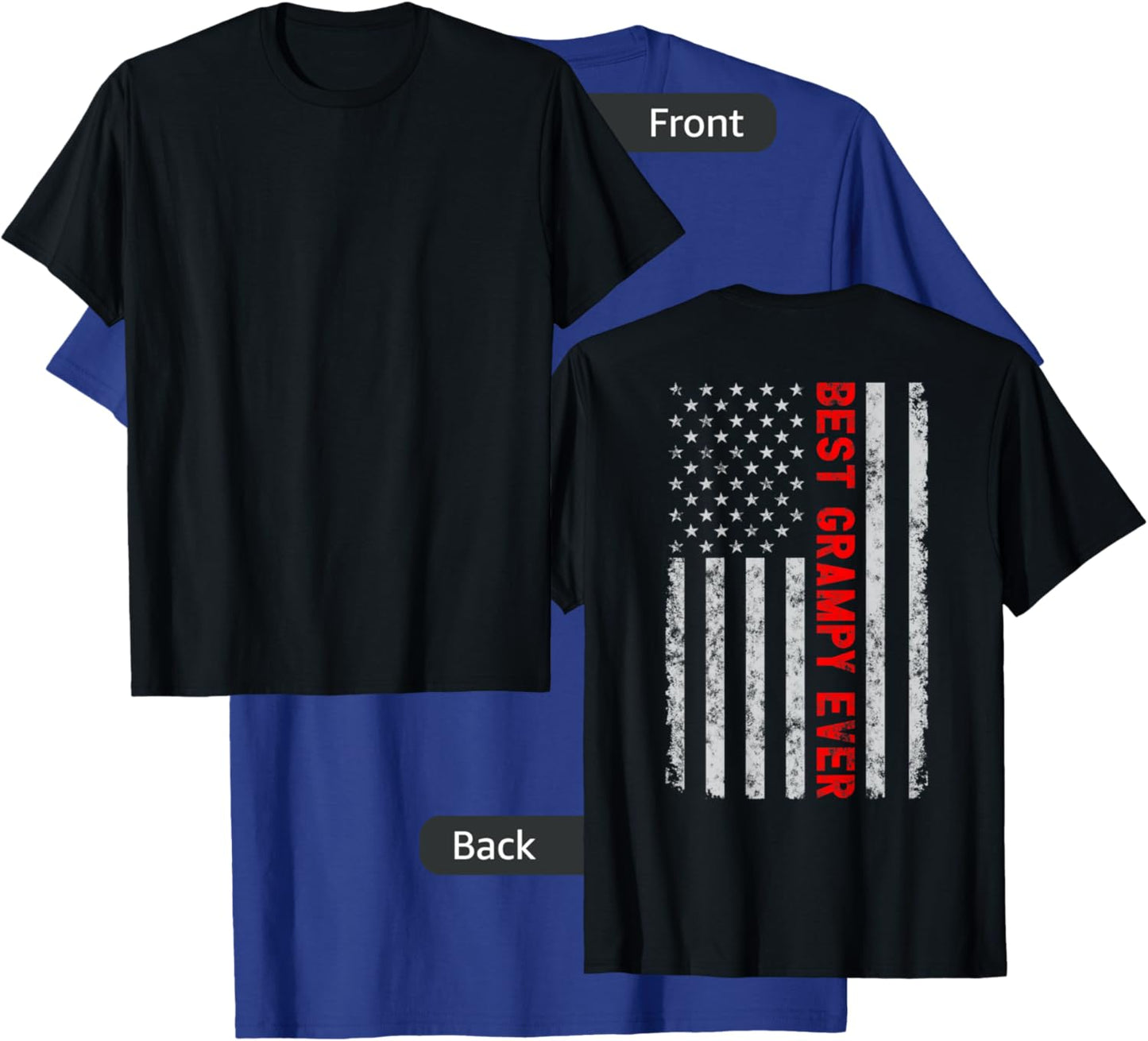 Best Grampy Ever Fathers Day Vintage Patriotic American Flag Women Men T-Shirt - T-Shirt | Royal