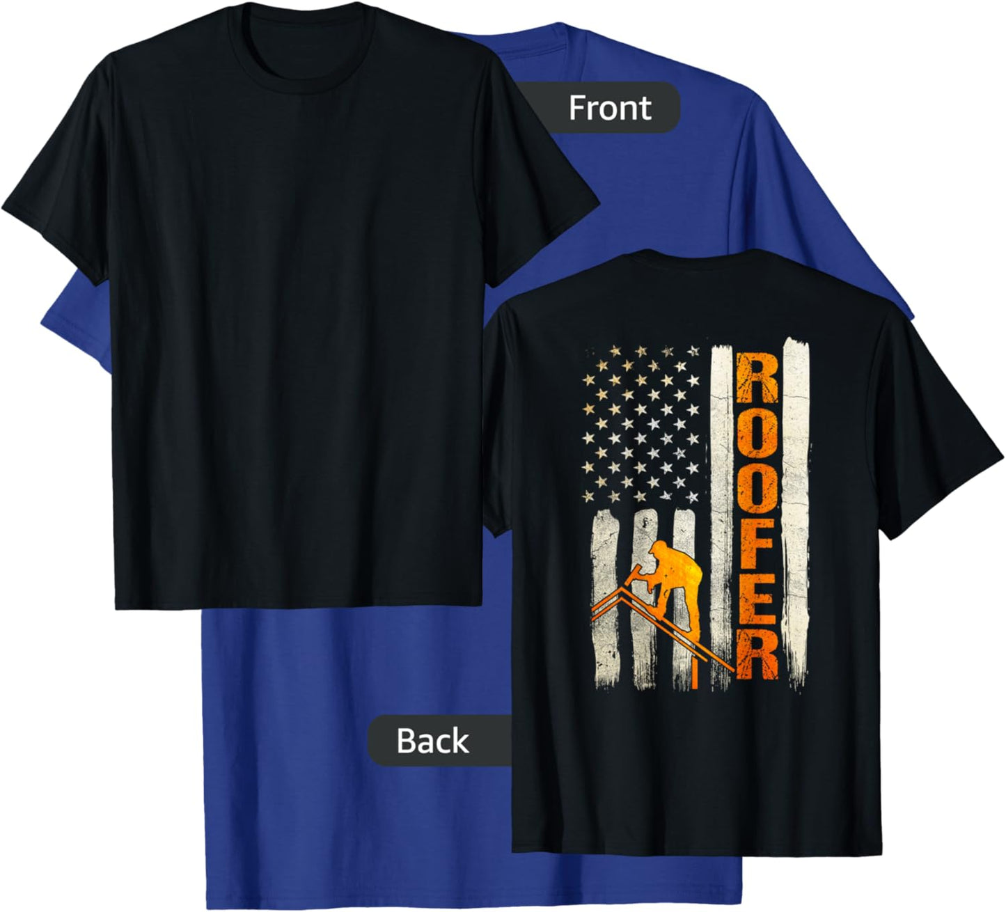 Roofer Gifts Roofing Design On Back of Clothing T-Shirt - T-Shirt | Royal