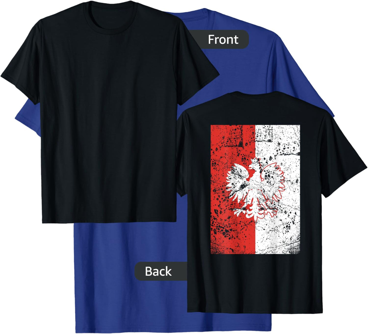 Poland Flag Vintage Big Polska Eagle Polish Pride Country T-Shirt - T-Shirt | Royal