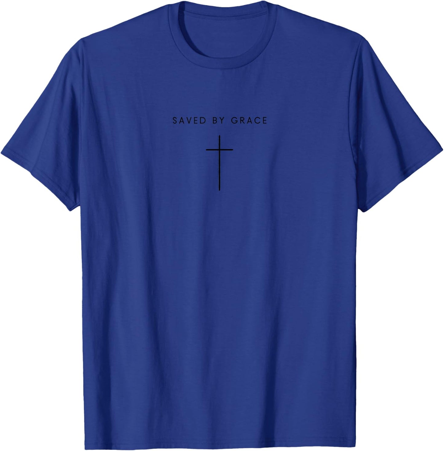 Saved By Grace Cross - Minimalist Christian Religious Jesus T-Shirt - T-Shirt | Royal