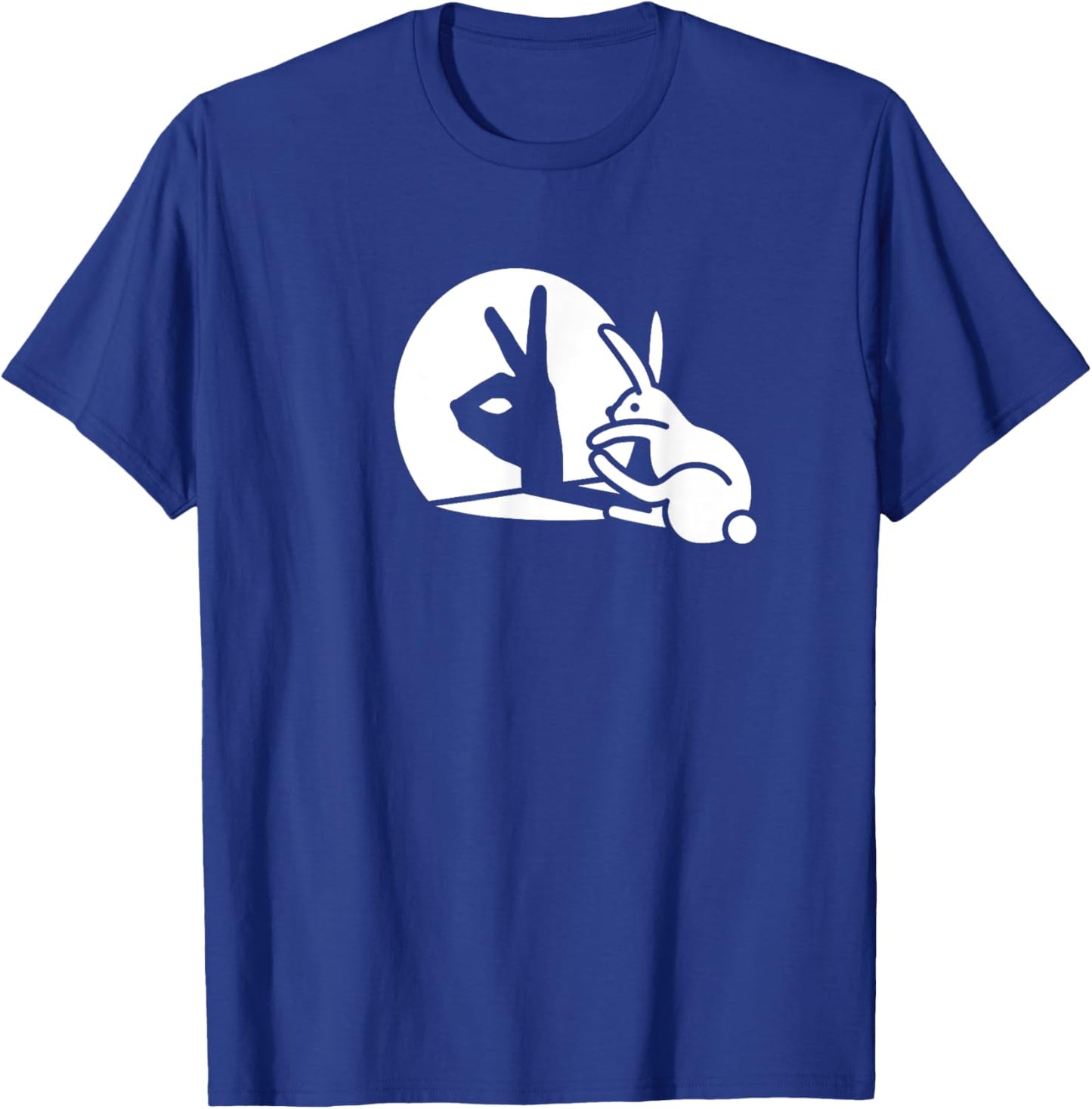 Funny Rabbit hand shadow projection bunny hare pop art T-Shirt - T-Shirt | Royal