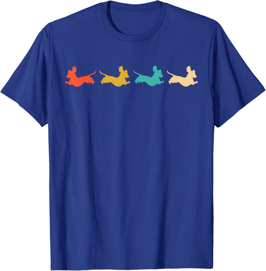 Dachshund Dachshund Dog Silhouette Retro Gift Dog Lovers Men Women Girls Kids T-Shirt - T-Shirt | Royal