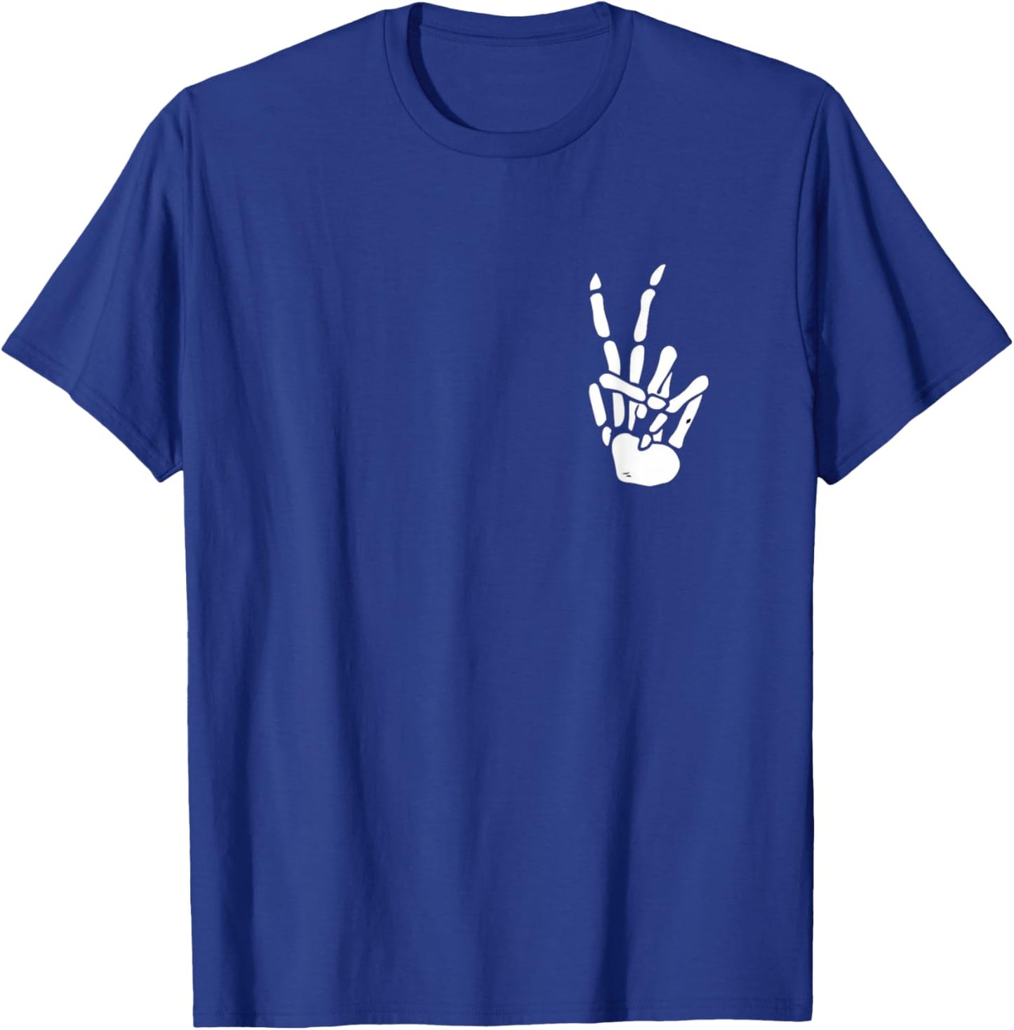 Skeleton Hand Peace Sign Pocket Skeleton Bones Peace Sign T-Shirt - T-Shirt | Royal