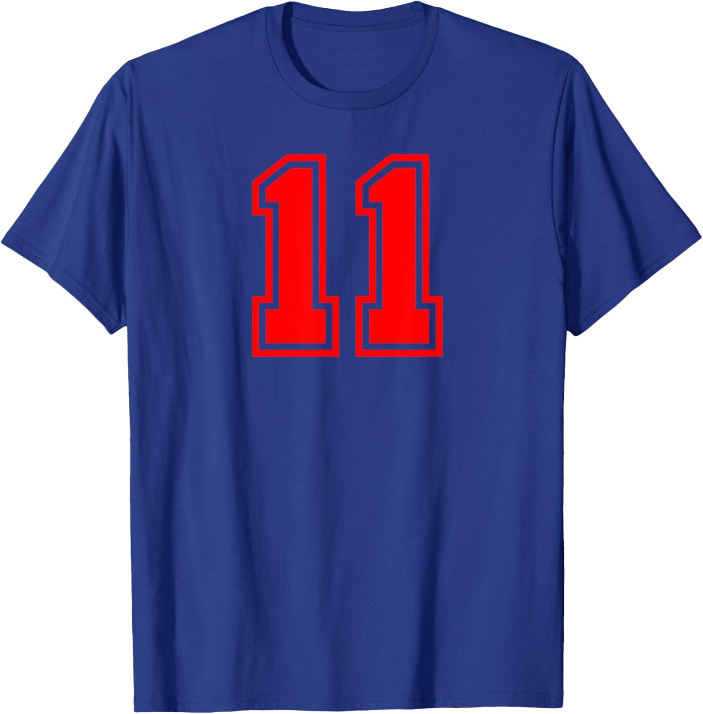 Number #11 Red Varsity Number T-Shirt - T-Shirt | Royal
