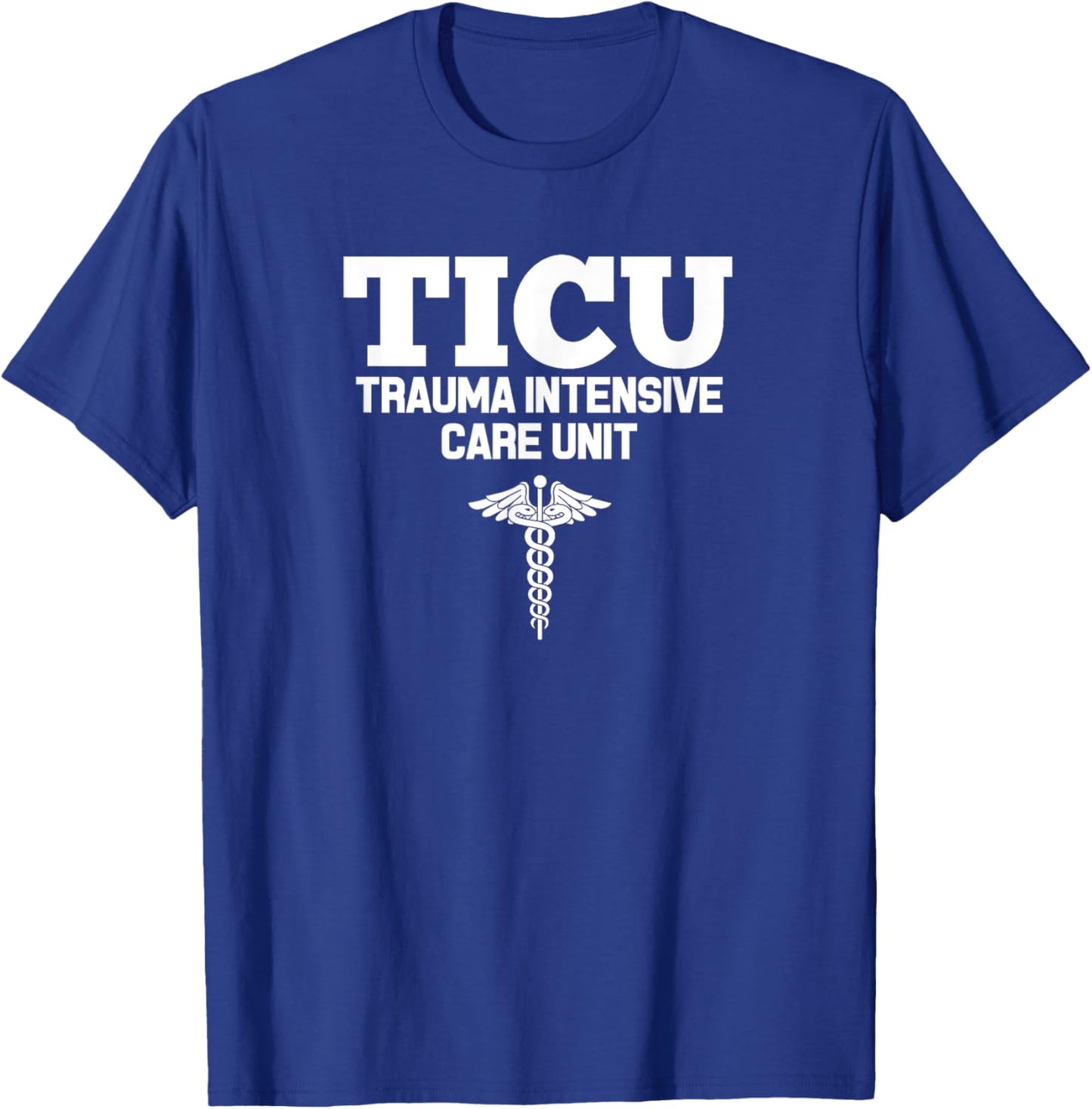 Nursing & Hospital Staff Uniform Apparel Adult Black Classic Fit Short Sleeve - Small - TICU Registered Nurse Intensive Care Unit RN Staff T-Shirt - T-Shirt | Royal