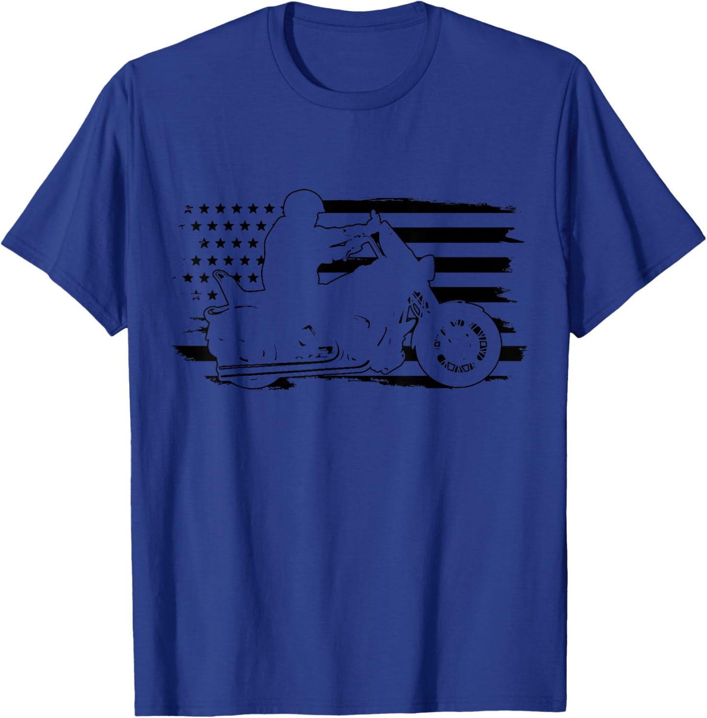 Patriotic Motorcycle Vintage American Flag Biker T-Shirt - T-Shirt | Royal
