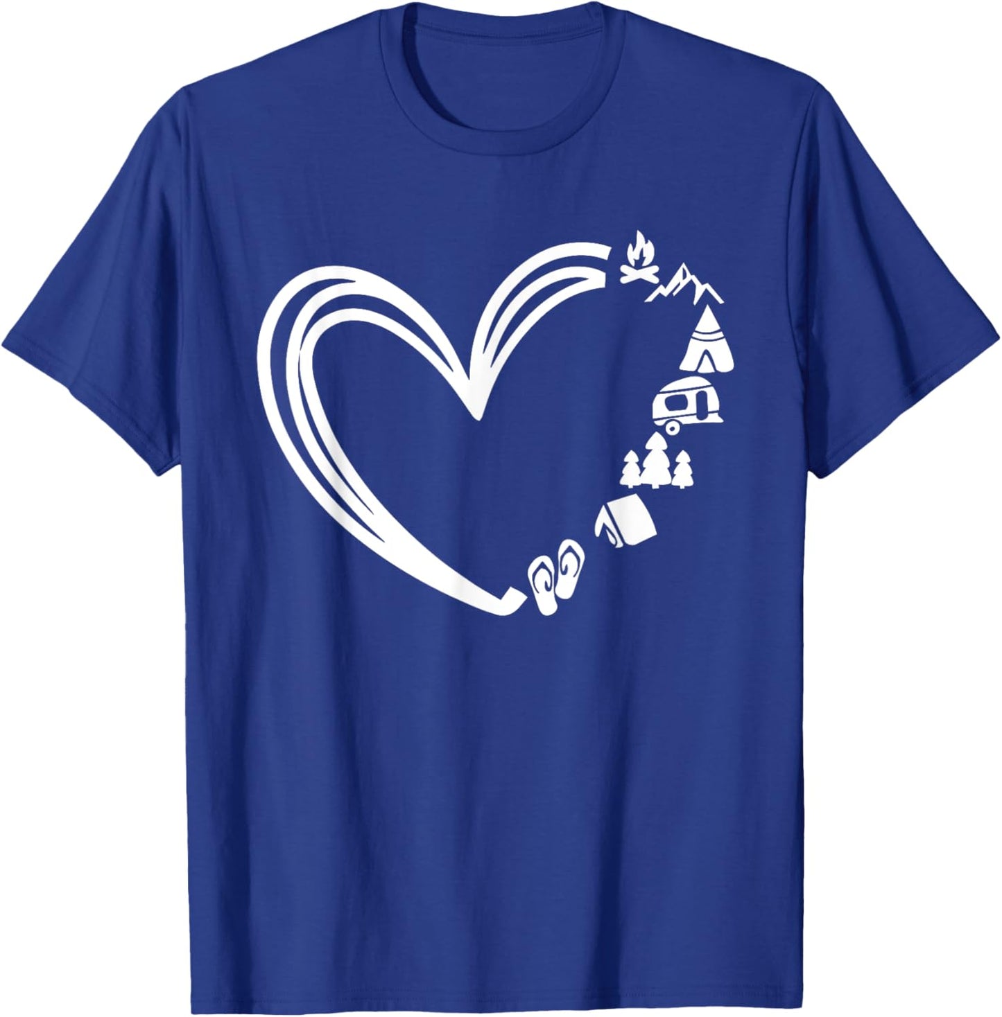 Cute Hiking Adventure Lover Gifts -Adults, Kids Black Heart Collarless Modern Lace Small Camping T-Shirt - T-Shirt | Royal
