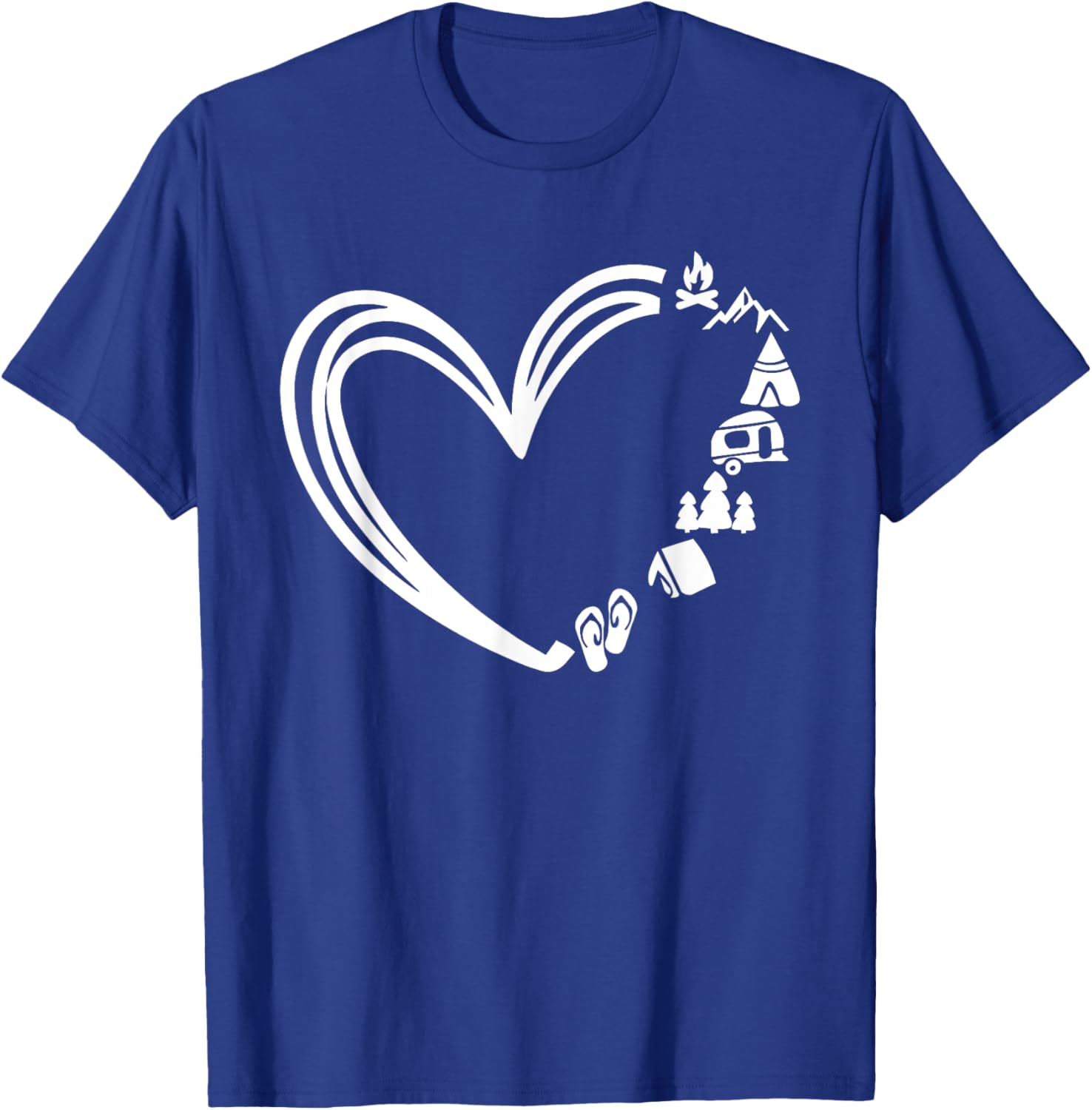 Cute Hiking Adventure Lover Gifts -Adults, Kids Black Heart Collarless Modern Lace Small Camping T-Shirt - T-Shirt | Royal