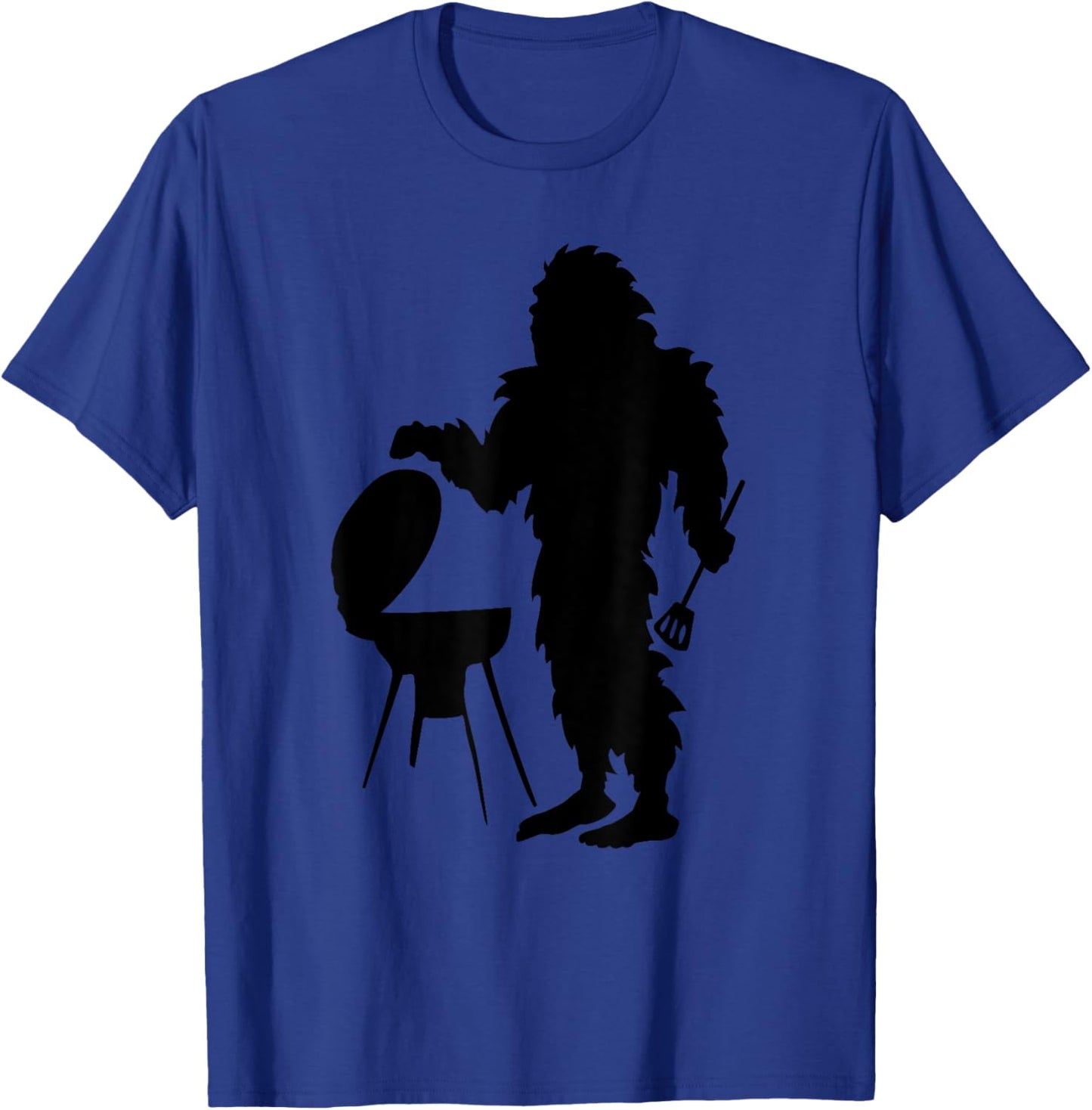 Bigfoot Cooking Outdoors Camping Hiking Sasquatch Silhouette T-Shirt - T-Shirt | Royal