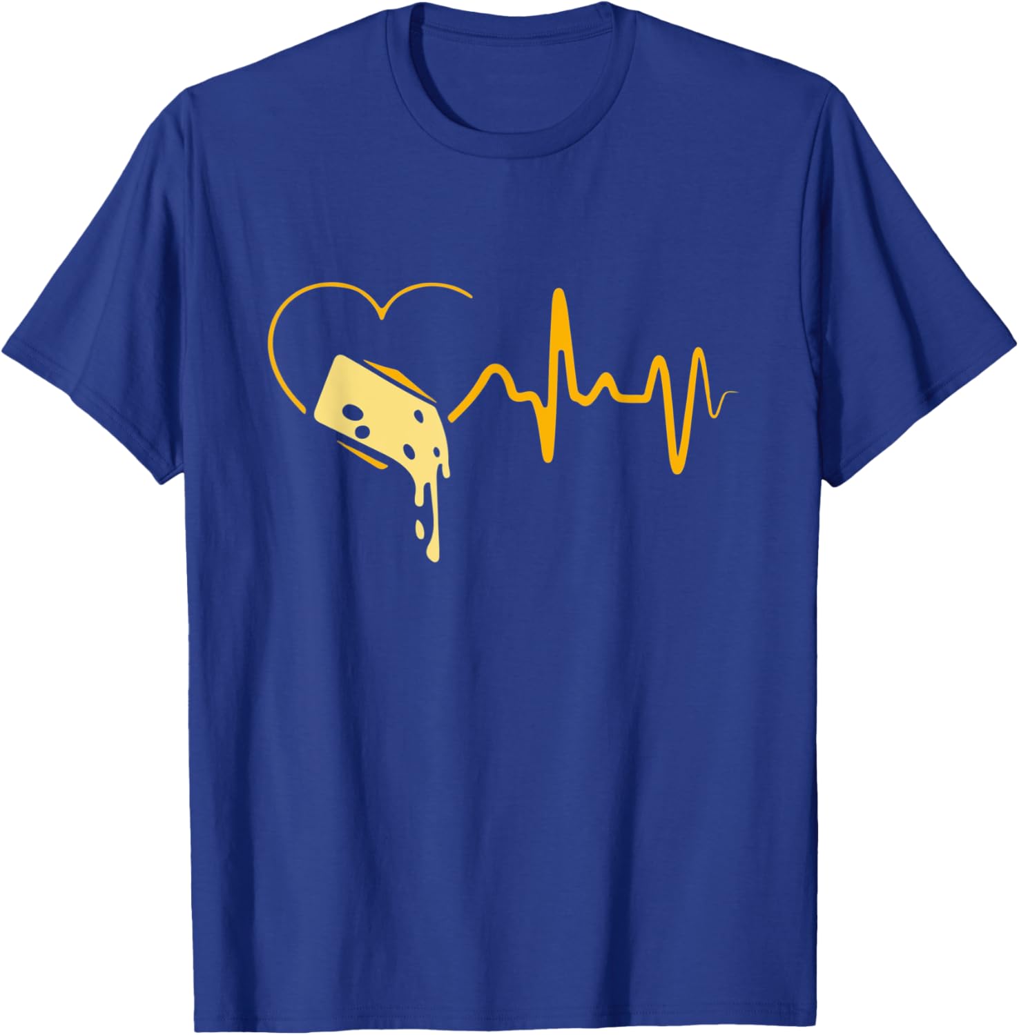 Funny Cheese Art Women Kids Cheese Lovers Heartbeat T-Shirt - T-Shirt | Royal