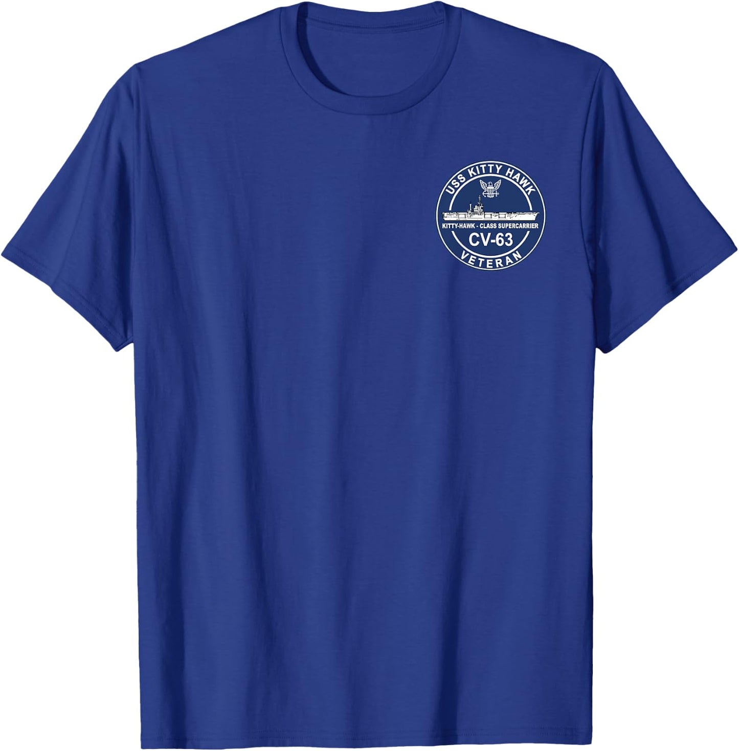Vintage USS Kitty Hawk CV-63 Aircraft Carrier Veteran Flag T-Shirt - T-Shirt | Royal
