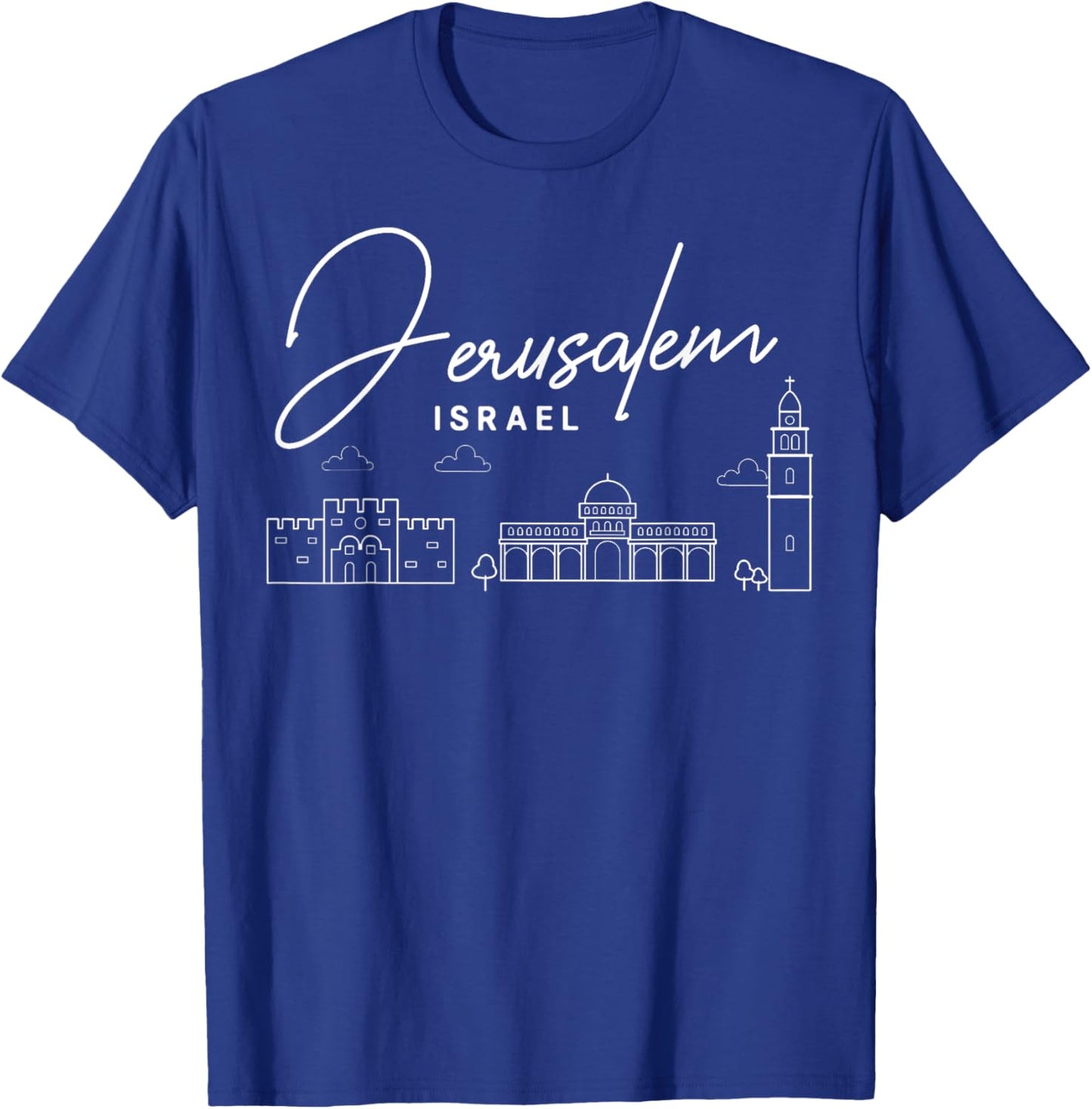 Jerusalem Israel City Skyline Map Travel T-Shirt - T-Shirt | Royal