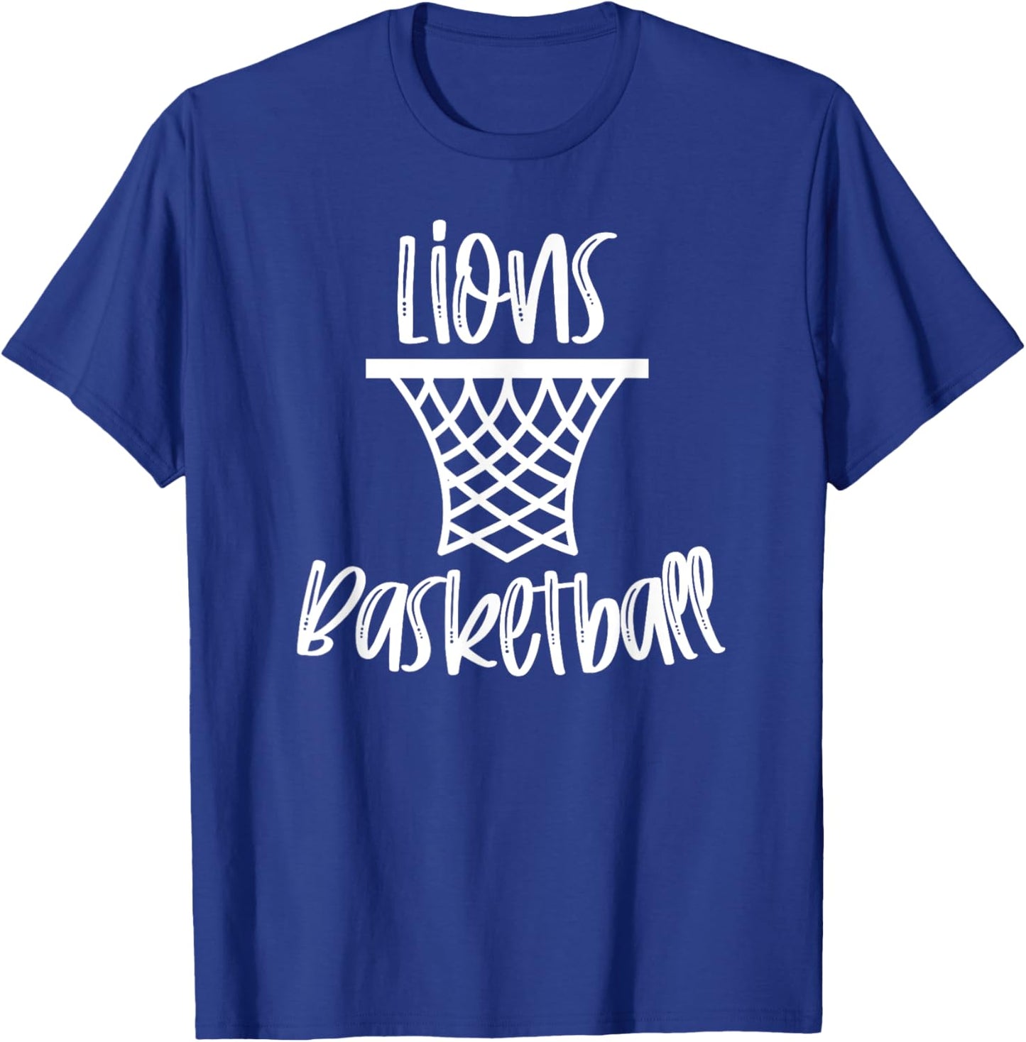 Lions Basketball Team Mascot School Spirit Game Night T-Shirt - T-Shirt | Royal