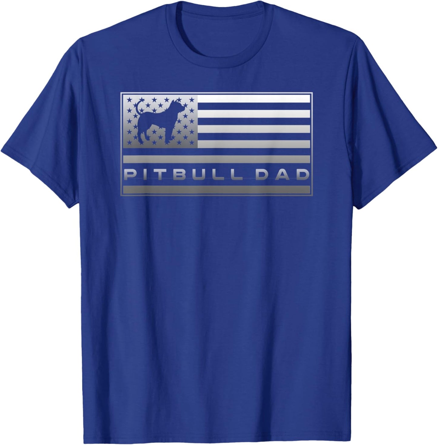 Vintage USA American Flag Proud Pitbull Dog Dad Silhouette Women Kids Men T-Shirt - T-Shirt | Royal