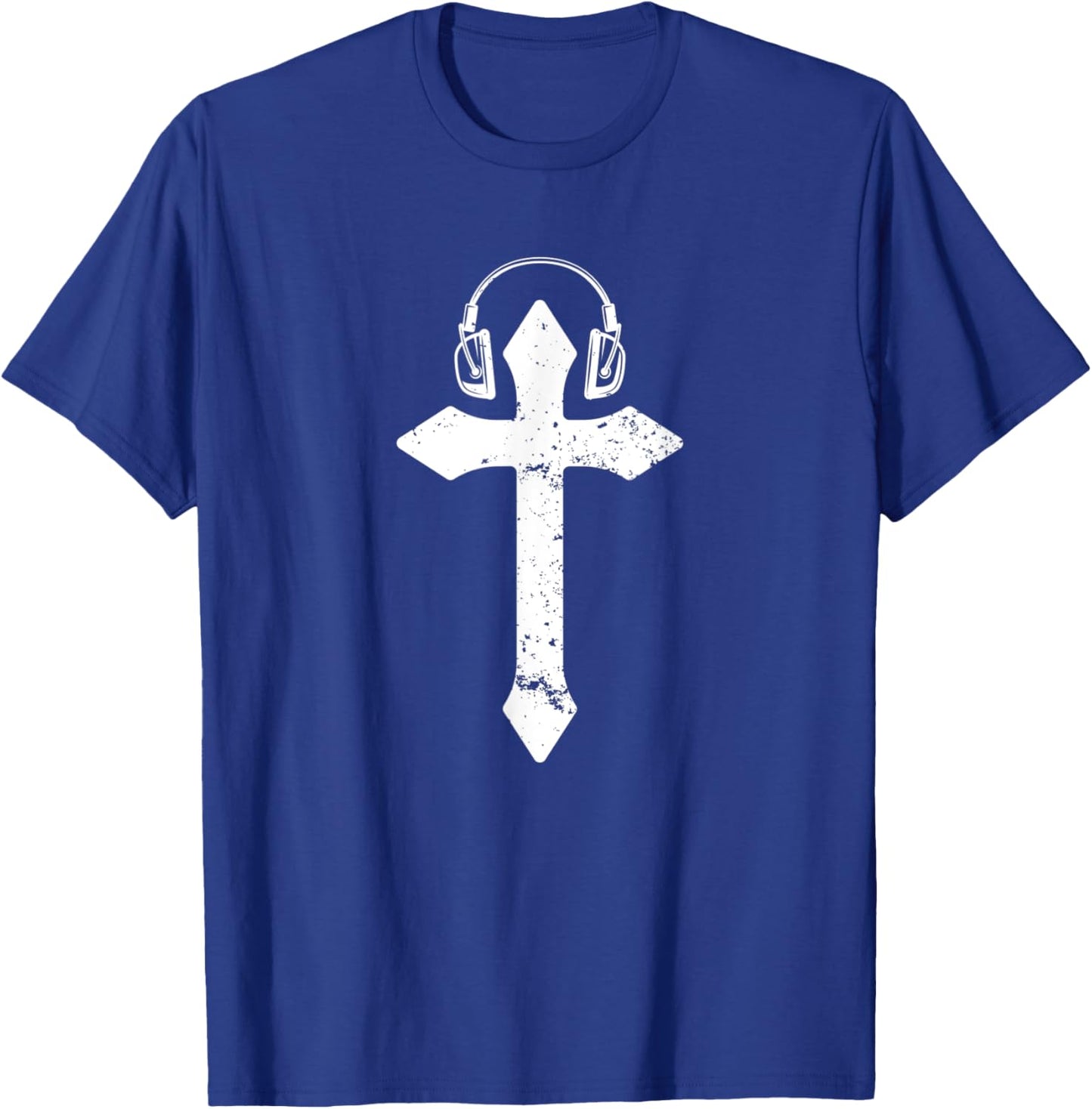Cross Headphones Christian Music T-Shirt - T-Shirt | Royal