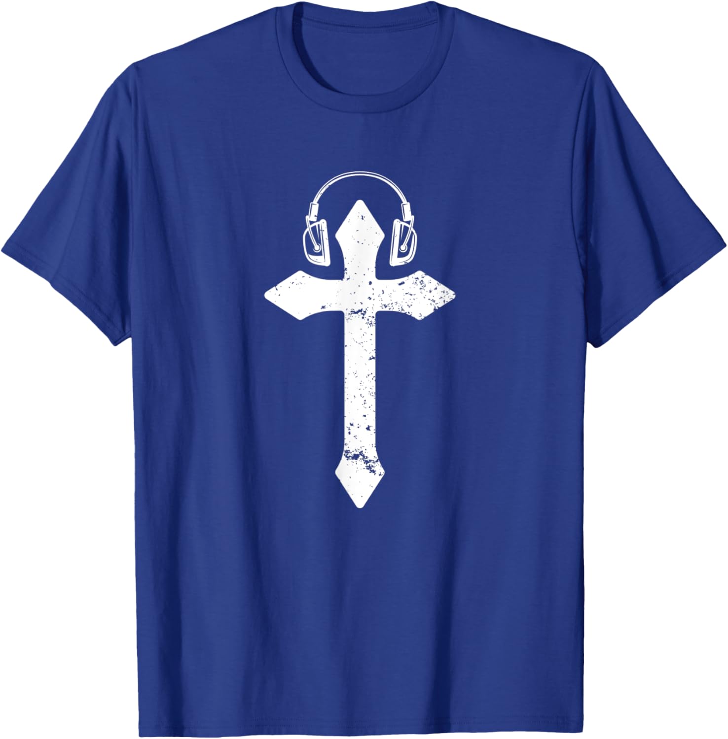 Cross Headphones Christian Music T-Shirt - T-Shirt | Royal