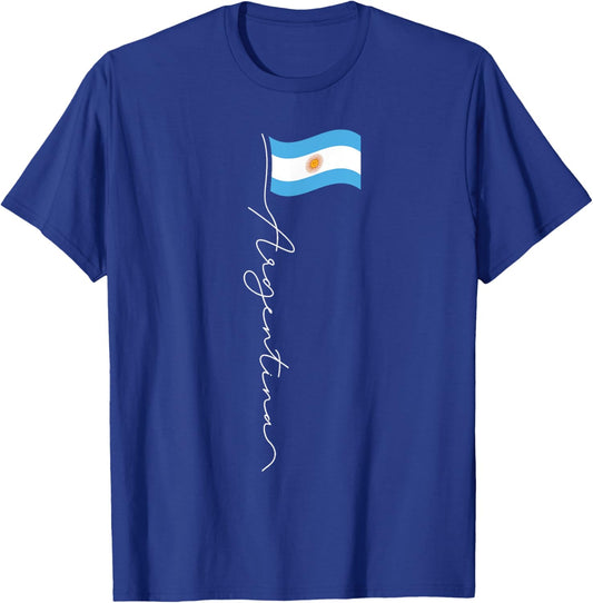 Argentina Signature Flag Pole - Patriotic Argentinian Flag T-Shirt - T-Shirt | Royal