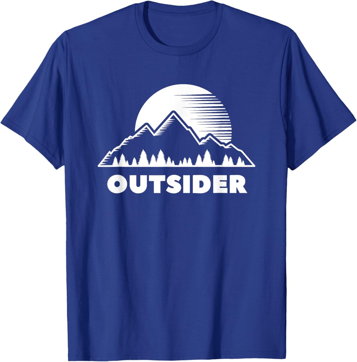 Outsider Mountains Nature Hiking Outdoor Cool Minimalist T-Shirt - T-Shirt | Royal