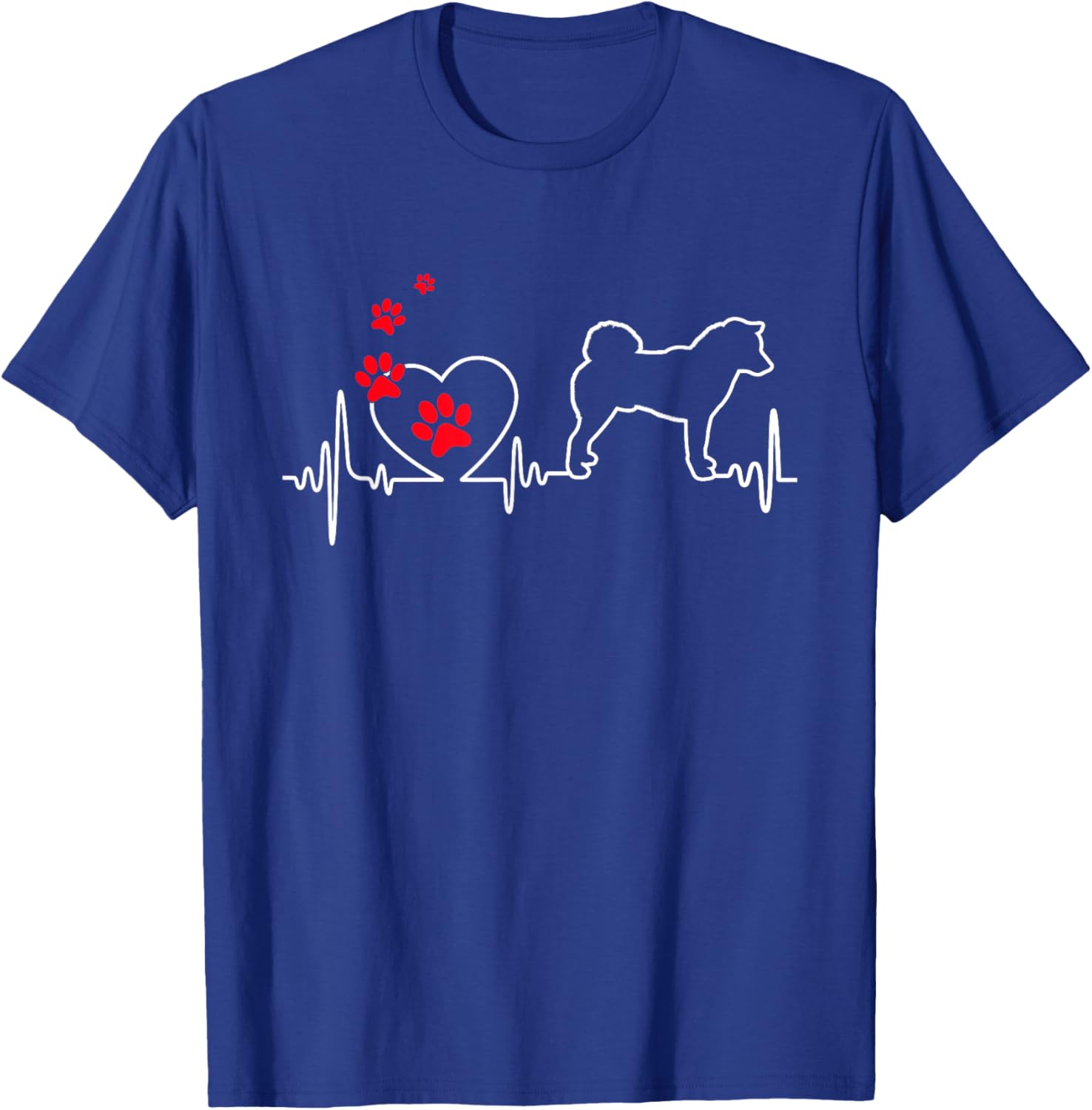 Valentines Day Love Heartbeat Shiba Inu Dog Puppy Lover T-Shirt - T-Shirt | Royal