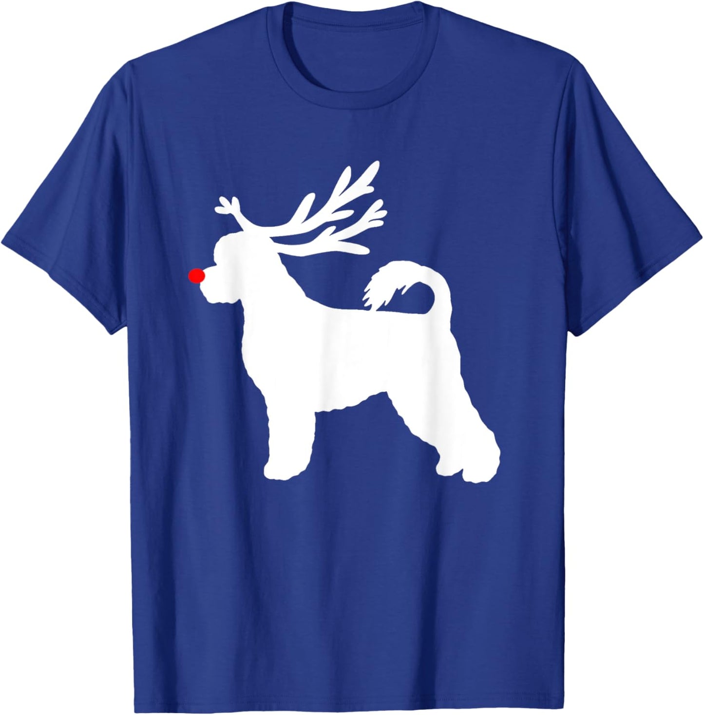 Funny Portuguese Water Dog Christmas Reindeer Antlers Xmas T-Shirt - T-Shirt | Royal