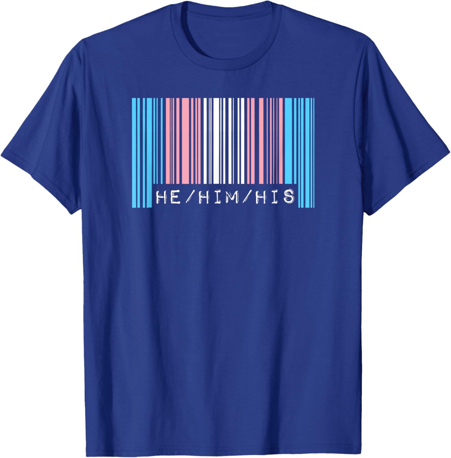 He Him His Pronouns Transgender Pride Flag Barcode Aesthetic T-Shirt - T-Shirt | Royal