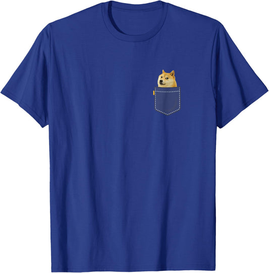 Dogecoin Crypto Meme breast pocket DOGE Meme Logo Dogecoin T-Shirt - T-Shirt | Royal