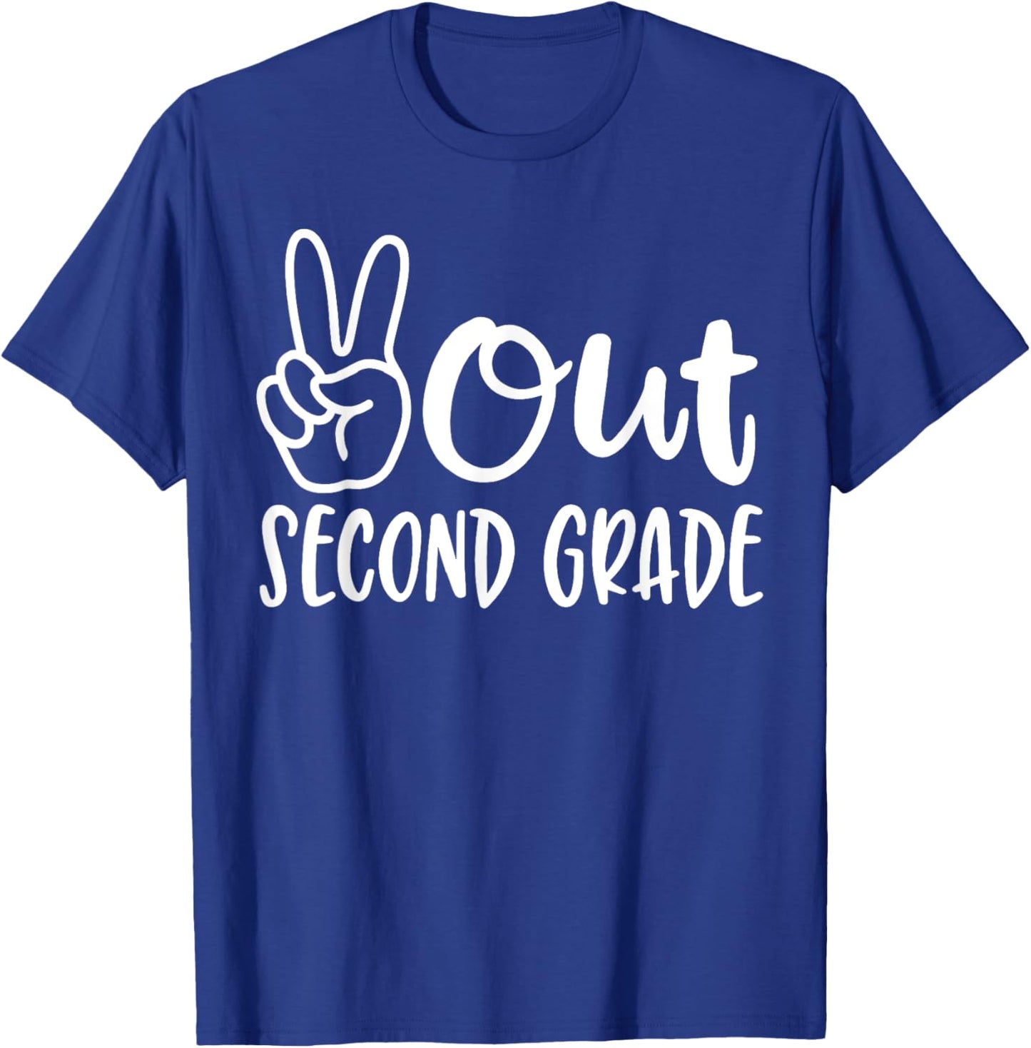 Last Day of School Peace Out 2nd Second Grade Teacher Kids T-Shirt - T-Shirt | Royal
