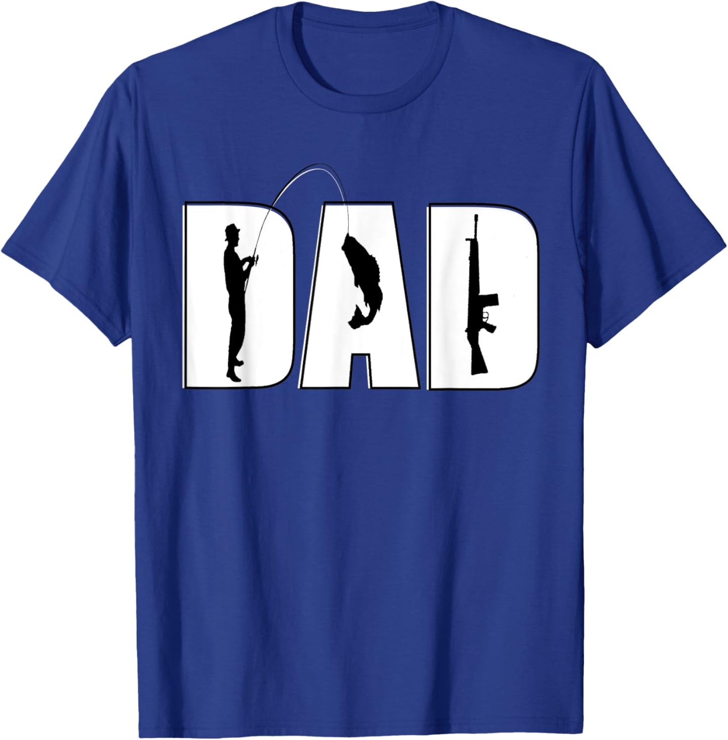 Vintage Dad Guns and Fishing Fathers Day Papa Uncle Retro T-Shirt - T-Shirt | Royal