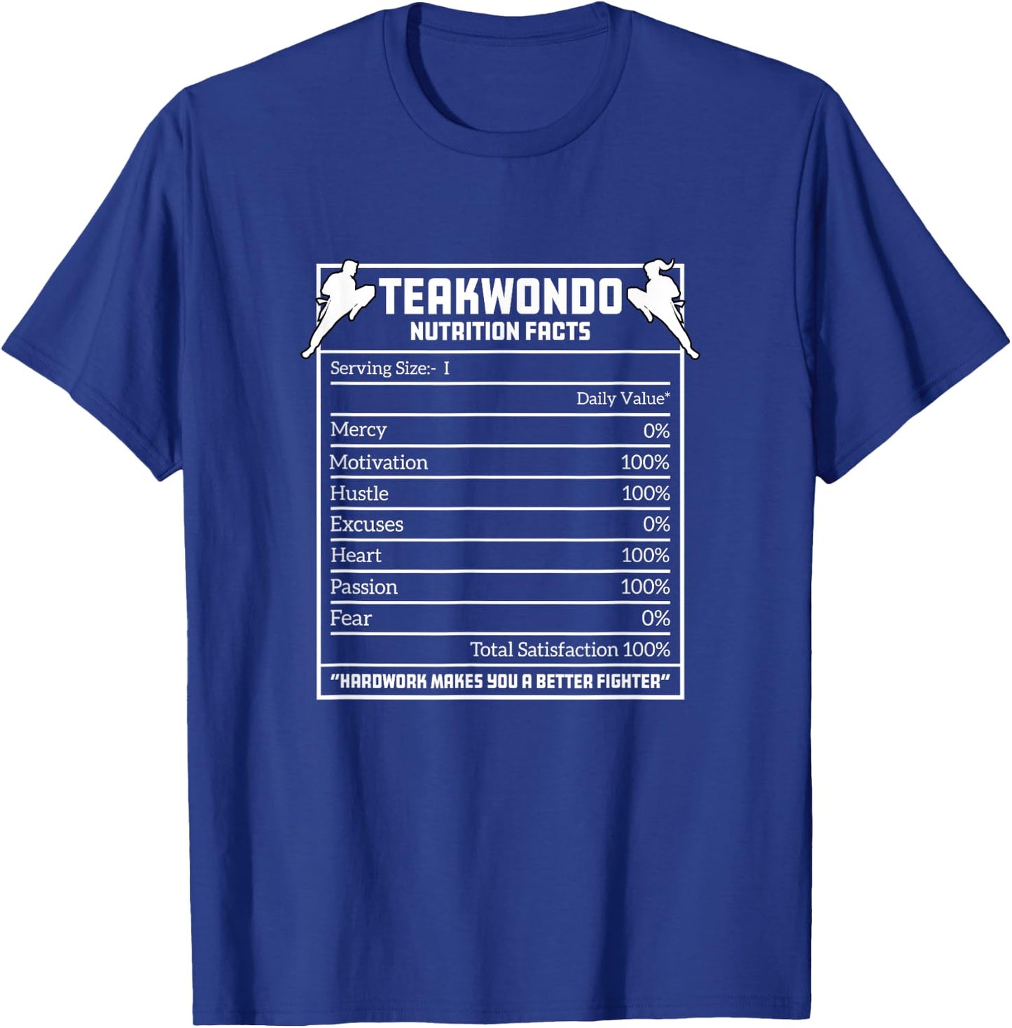 Taekwondo Nutrition Facts Men Women Boys Girls Taekwondo T-Shirt - T-Shirt | Royal