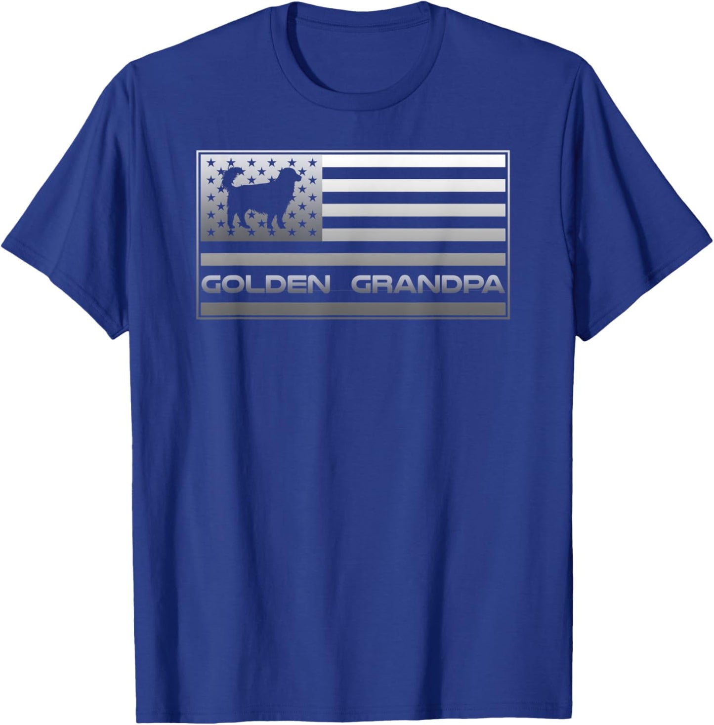 Vintage USA Flag Proud Golden Retriever Grandpa Silhouette T-Shirt - T-Shirt | Royal