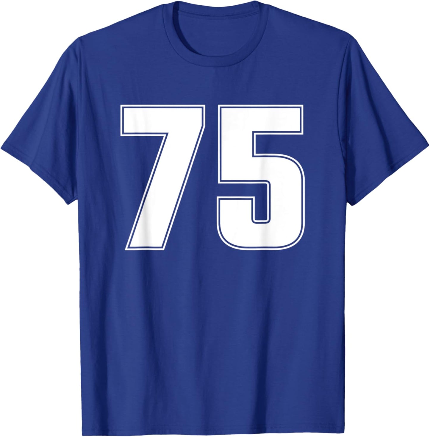 Number 75 Seventy Five Years Old Age Sports Team Jersey 75th T-Shirt - T-Shirt | Royal