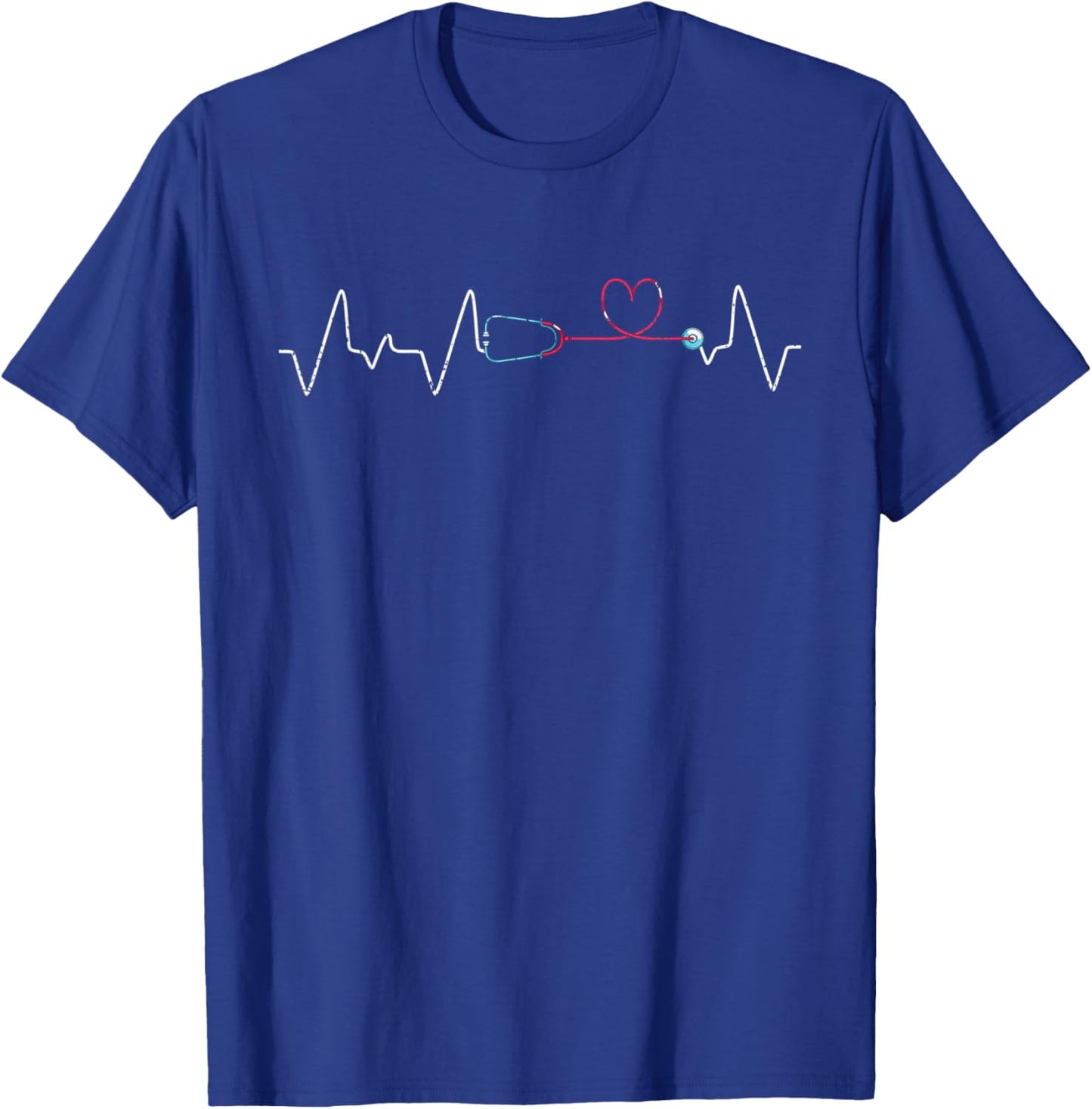 Nursing Hospital Nursery Heartbeat Stethoscope LPN Nurse T-Shirt - T-Shirt | Royal