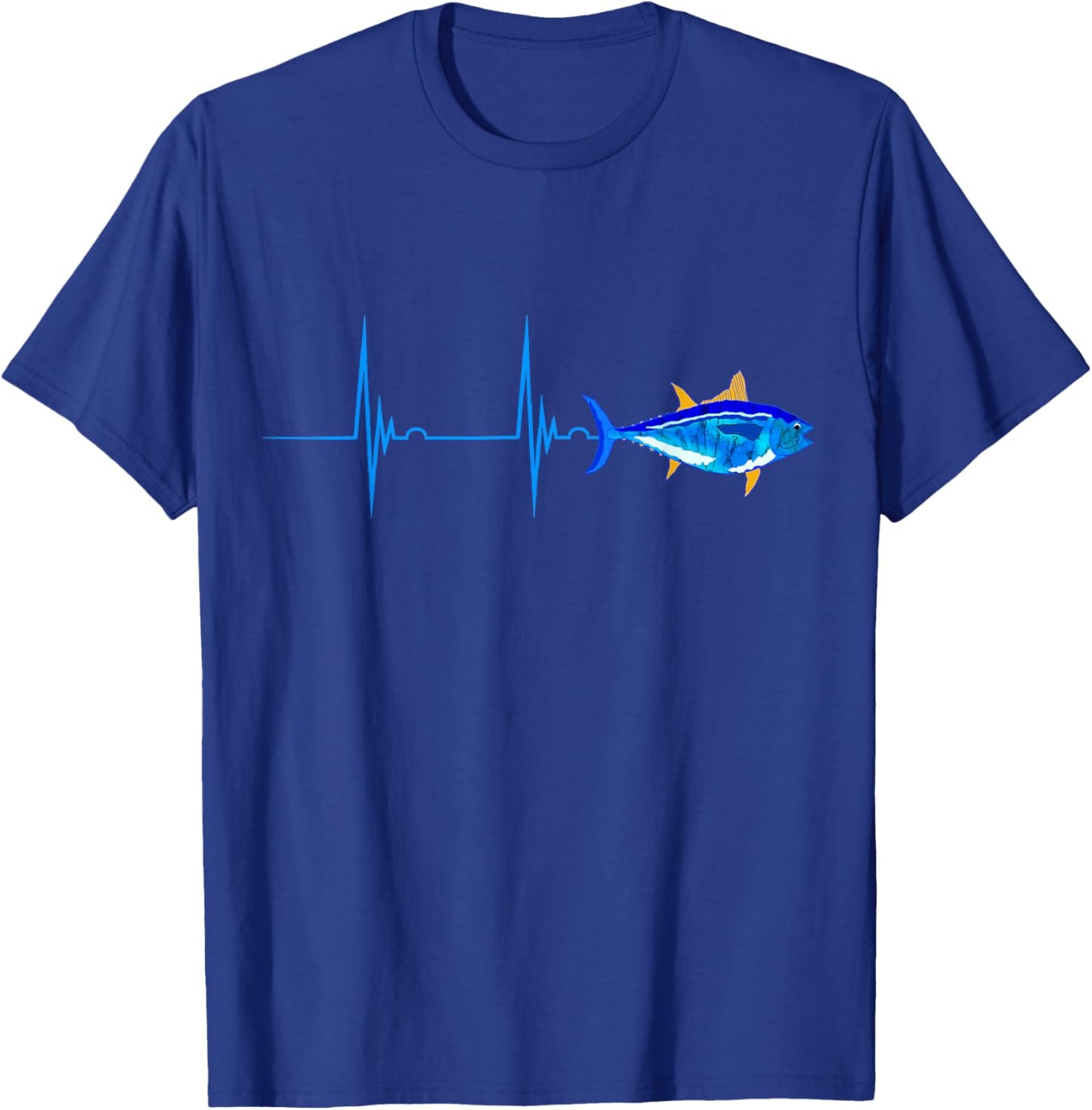 Bluefin Tuna Heartbeat EKG Pulseline FIsh Deep Sea Fishing T-Shirt - T-Shirt | Royal