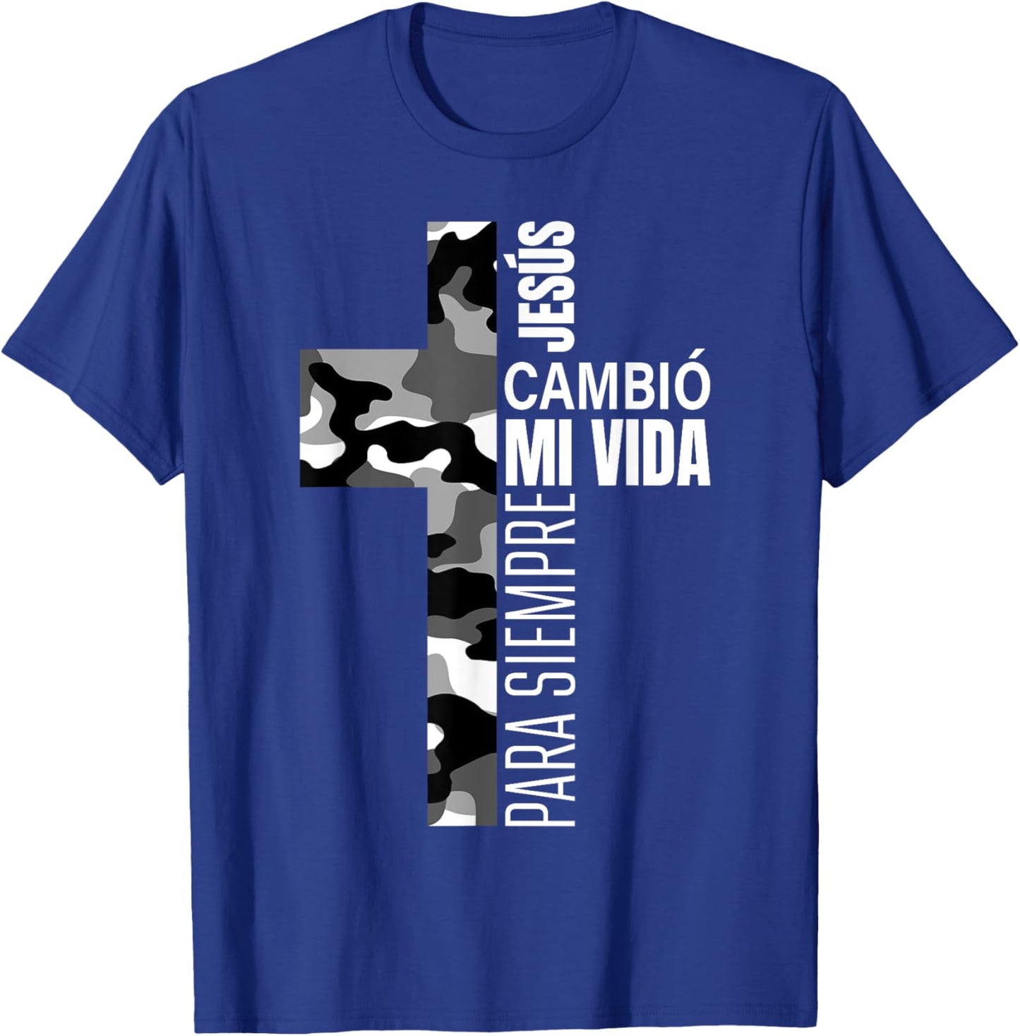 Jesús Cambió Mi Vida Christian Spanish Religious Gifts Camo T-Shirt - T-Shirt | Royal