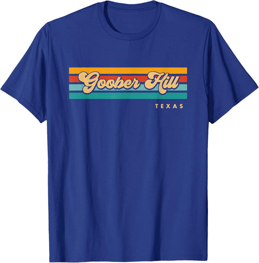 Vintage Sunset Stripes Goober Hill, Texas T-Shirt - T-Shirt | Royal