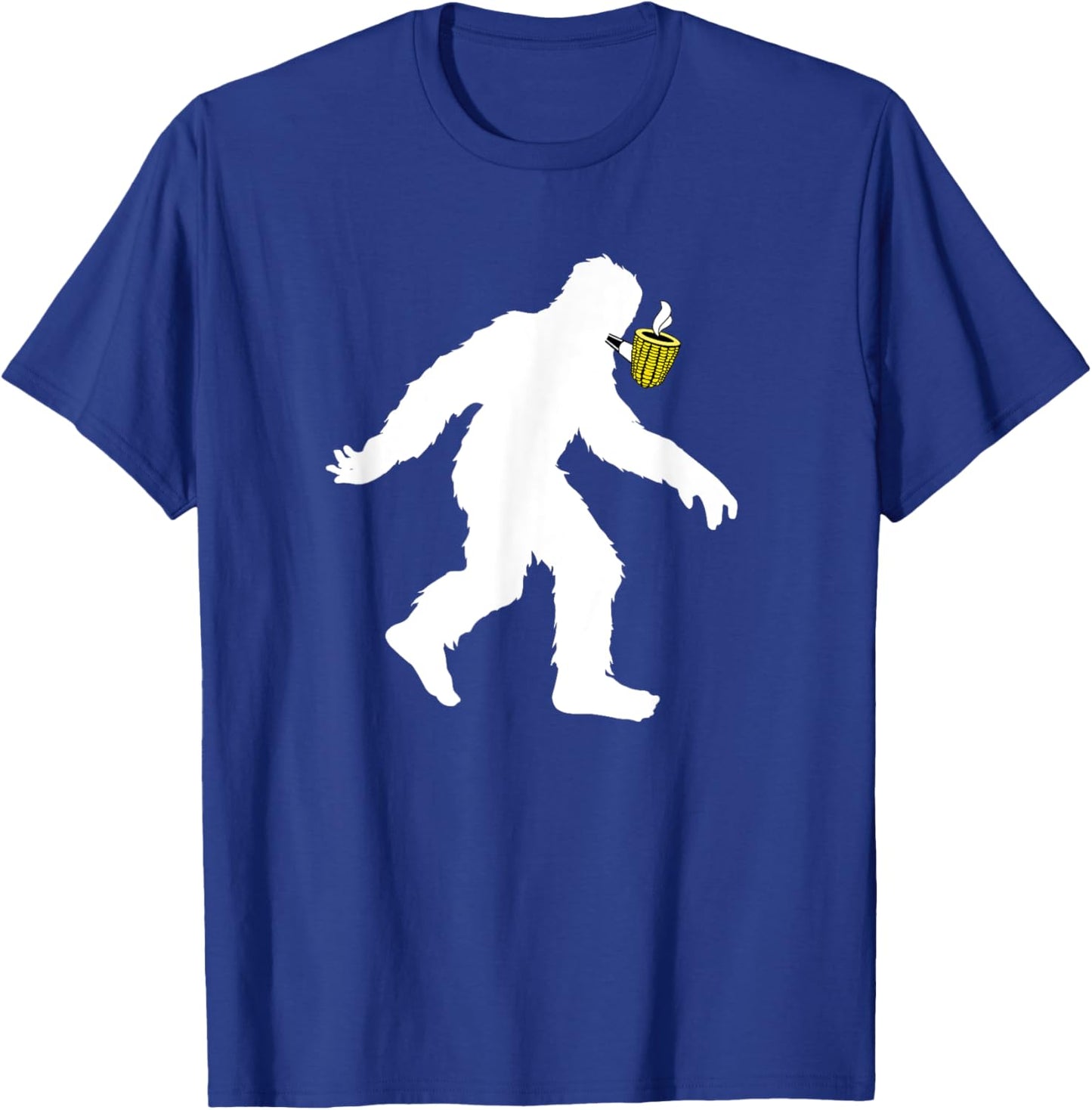 Corncob Tobacco Bigfoot Pipe Smoking Sasquatch Pipe Smoker T-Shirt - T-Shirt | Royal