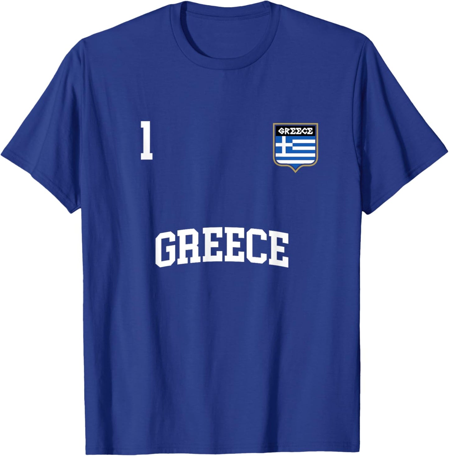 GREECE No. 1 Greek Flag Football Soccer Team Shirt T-Shirt - T-Shirt | Royal